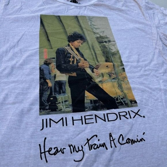 Band Tees × Jimi Hendrix NEW JIMI HENDRIX HEAR MY TRAIN A COMIN’ WHITE T-SHIRT SZ L Size US L / EU 52-54 / 3 - 2 Thumbnail