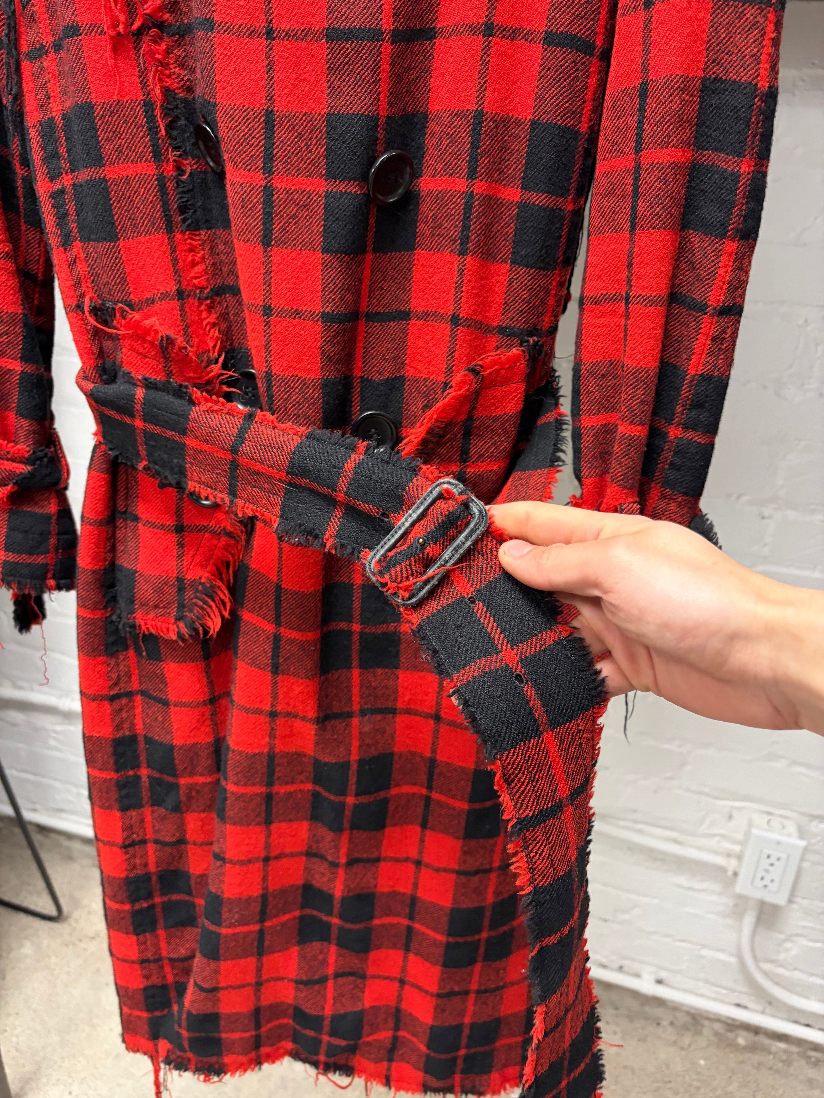 Junya Watanabe AW2002 Junya Watanabe Plaid Distressed Wool Trench Coat Size US S / EU 44-46 / 1 - 2 Thumbnail
