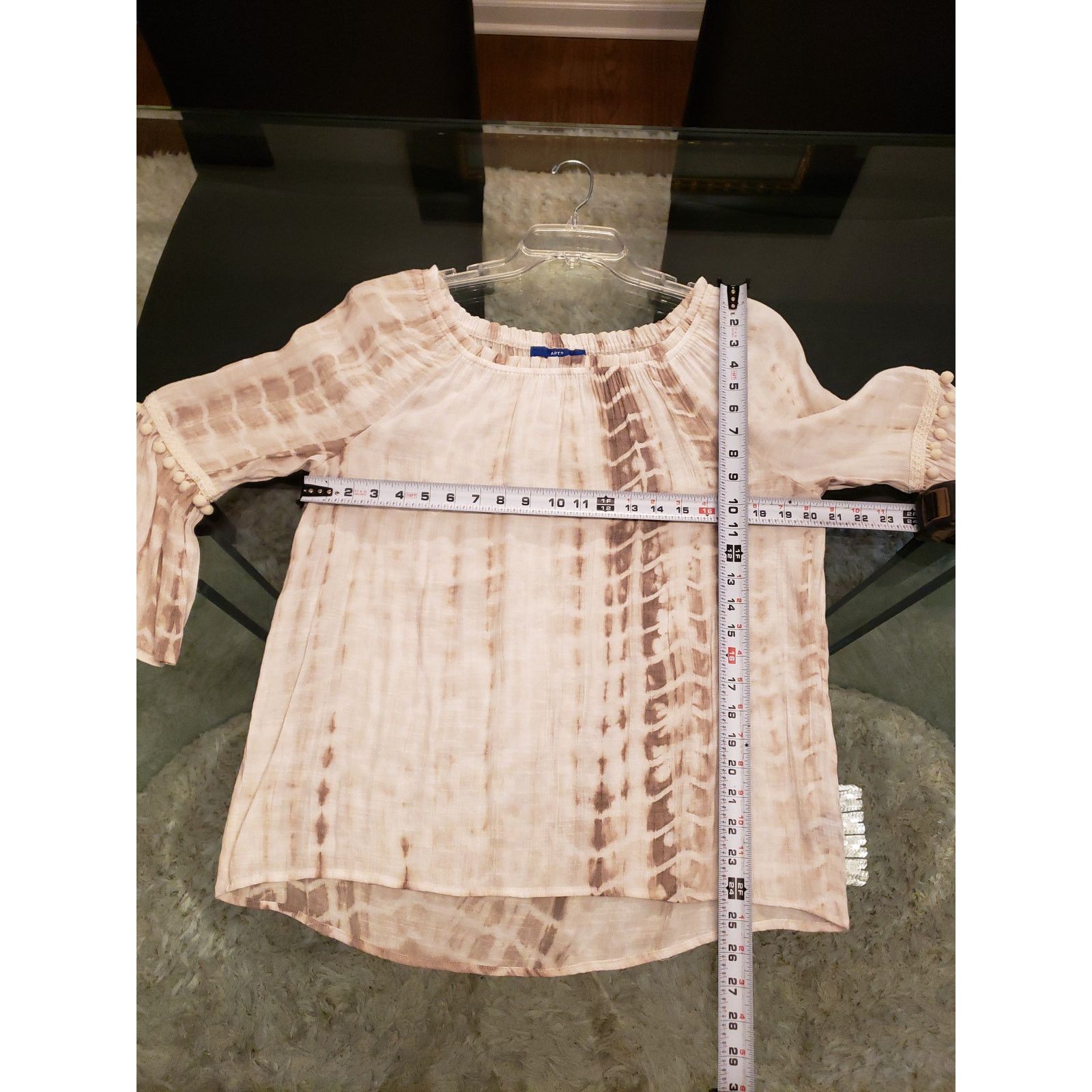 Apt. 9 APT 9 Blouse Women L Beige Boho Tie Dye Peasant Top Size L / US 10 / IT 46 - 12 Thumbnail