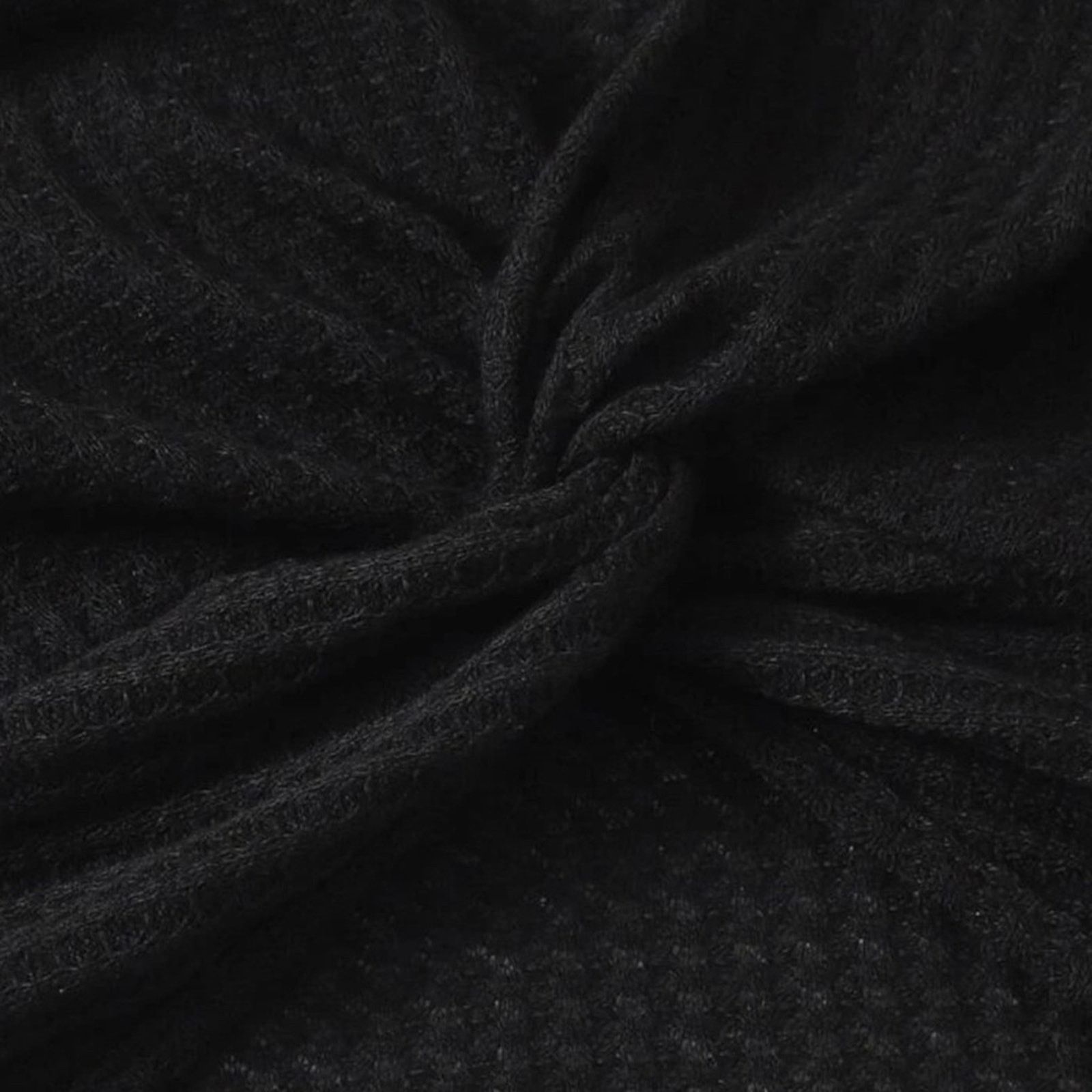 Other Boutique Boho Black Waffle Knit Twist Crop Top Long Sleeve L Size L / US 10 / IT 46 - 5 Thumbnail