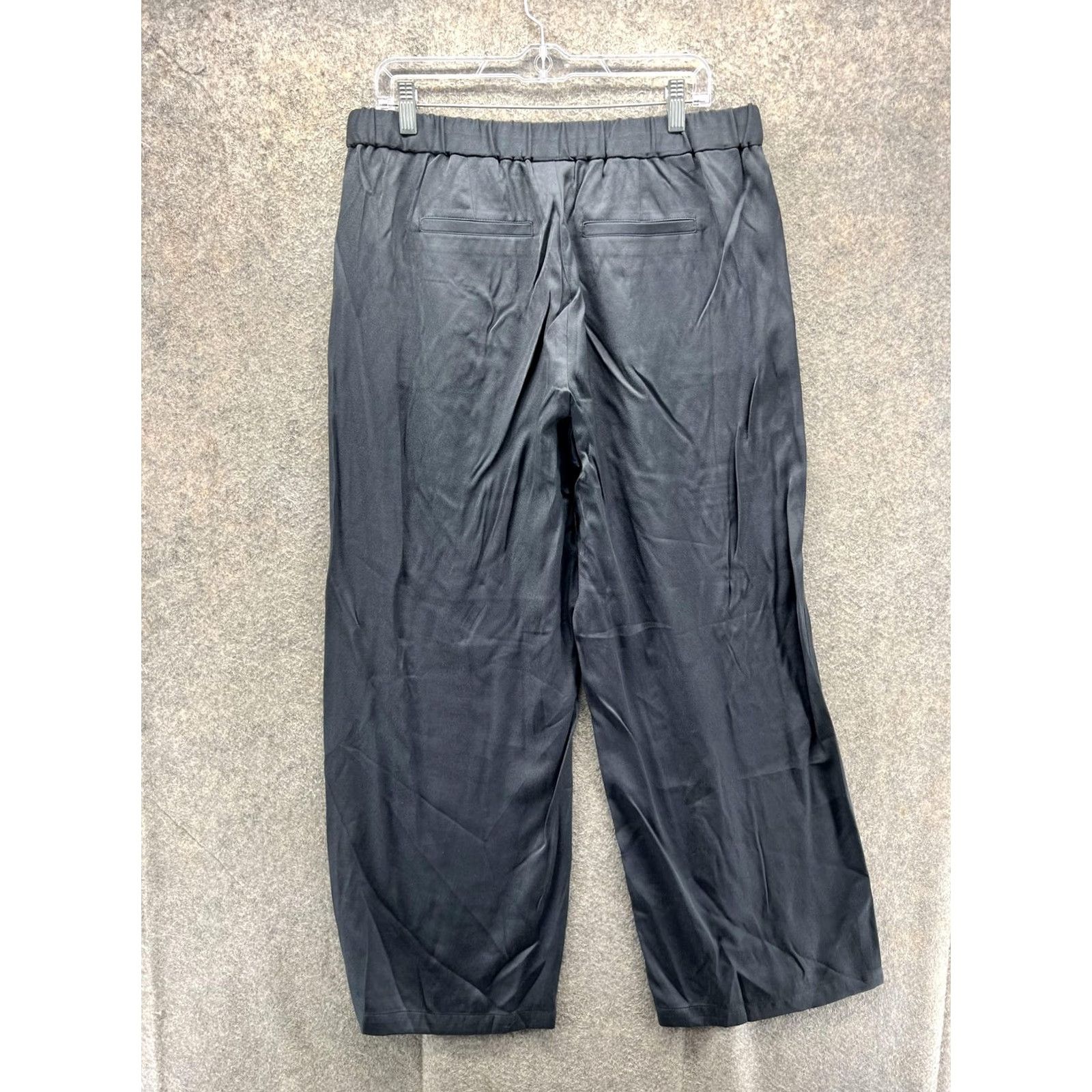J. Jill J. Jill Pants Womens Medium Black Satin Wide-Leg Elastic Waist Pull On Trousers Size 32" / US 10 / IT 46 - 7 Thumbnail
