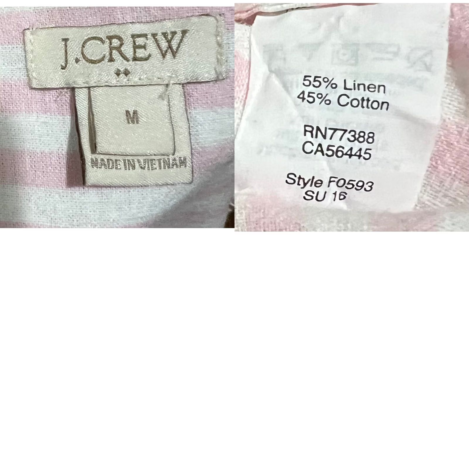 J.Crew J.Crew Women’s Linen Cotton Button-Up Pink White Stripe Long Sleeve Preppy Sz M Shirt Size M / US 6-8 / IT 42-44 - 8 Thumbnail