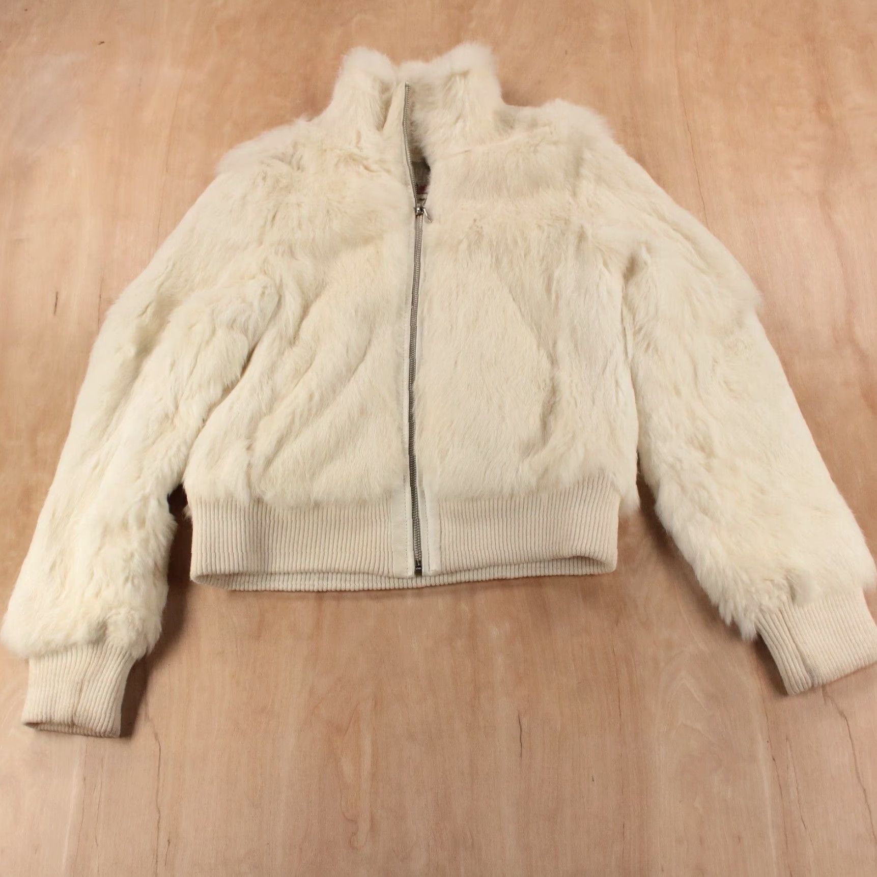 Wilson's leather orders white rabbit fur jacket