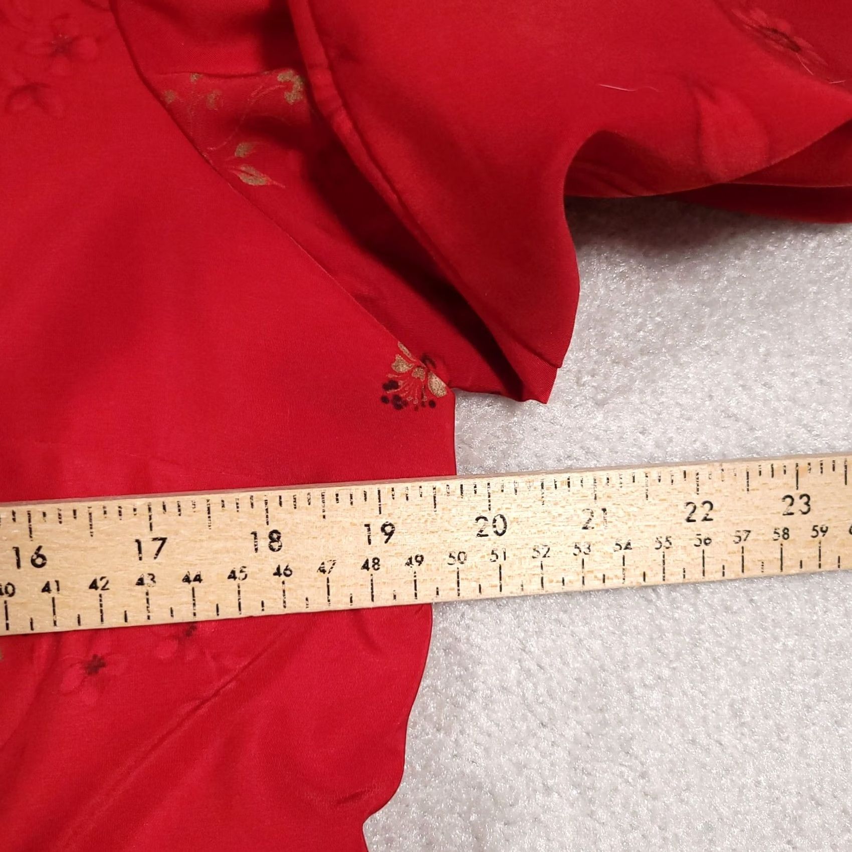 Vintage VINTAGE Karin Stevens Kimono Shirt Button Up Women's 12 Tall Red Floral Poly Shirt Womens Tall Red Floral 12T Ladies Kimono Button-Up Size XL / US 12-14 / IT 48-50 - 5 Thumbnail