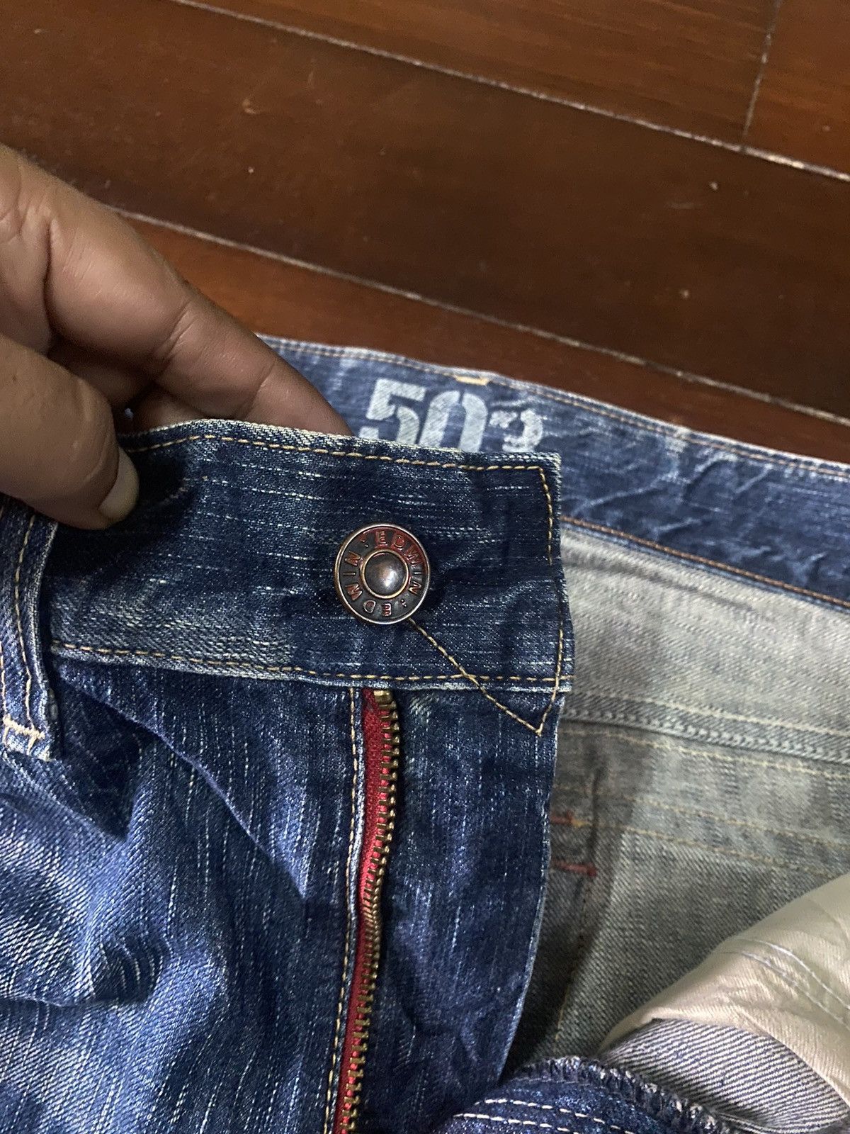 If Six Was Nine EDWIN 503 BLUE TRIP FLARE BOOTCUT DENIM Size US 36 / EU 52 - 11 Thumbnail