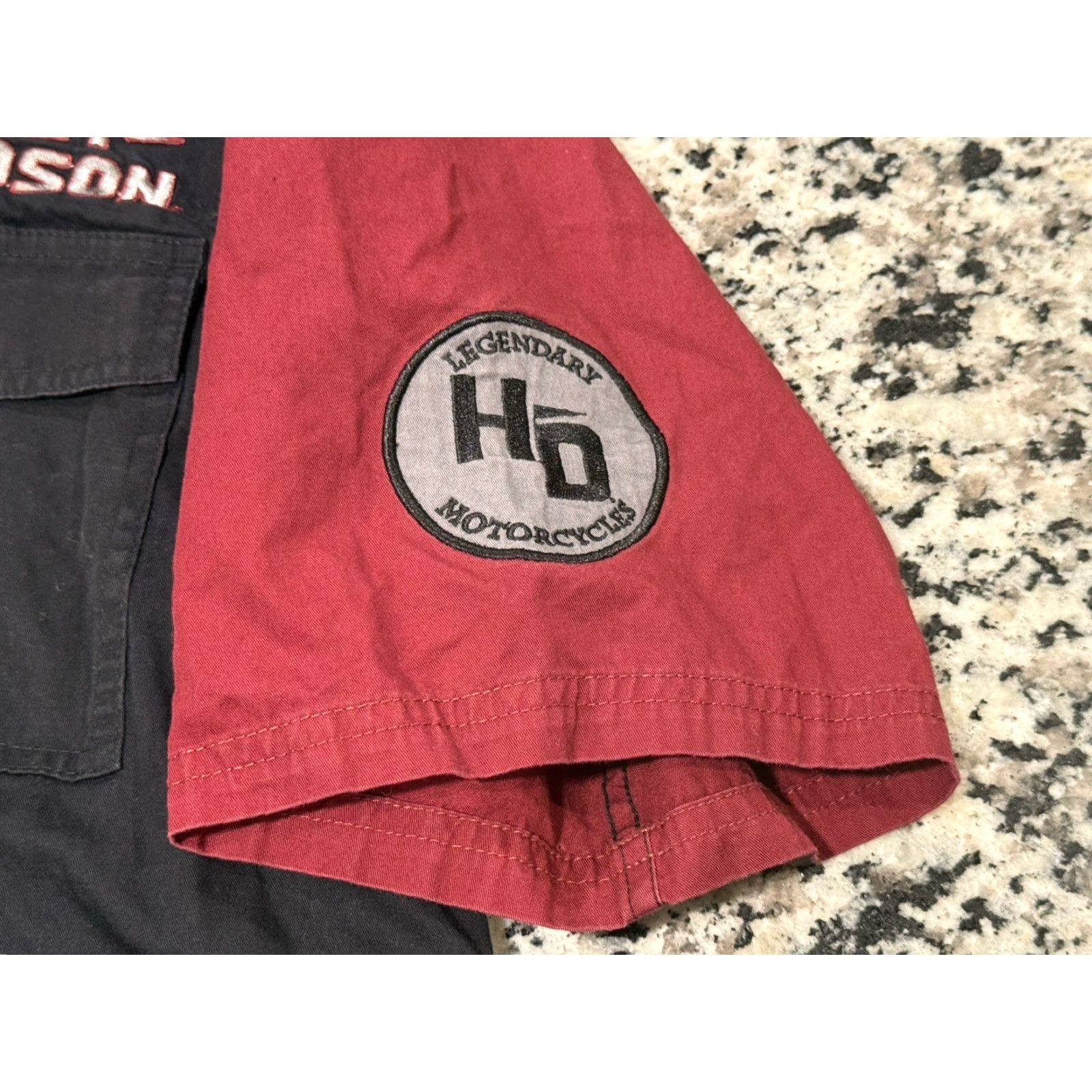 Harley Davidson Harley-Davidson Shirt Adult L Black Biker Logo Embroidered Eagle Button-Up Collar Short Sleeve Pockets Men Regular Size US L / EU 52-54 / 3 - 5 Thumbnail