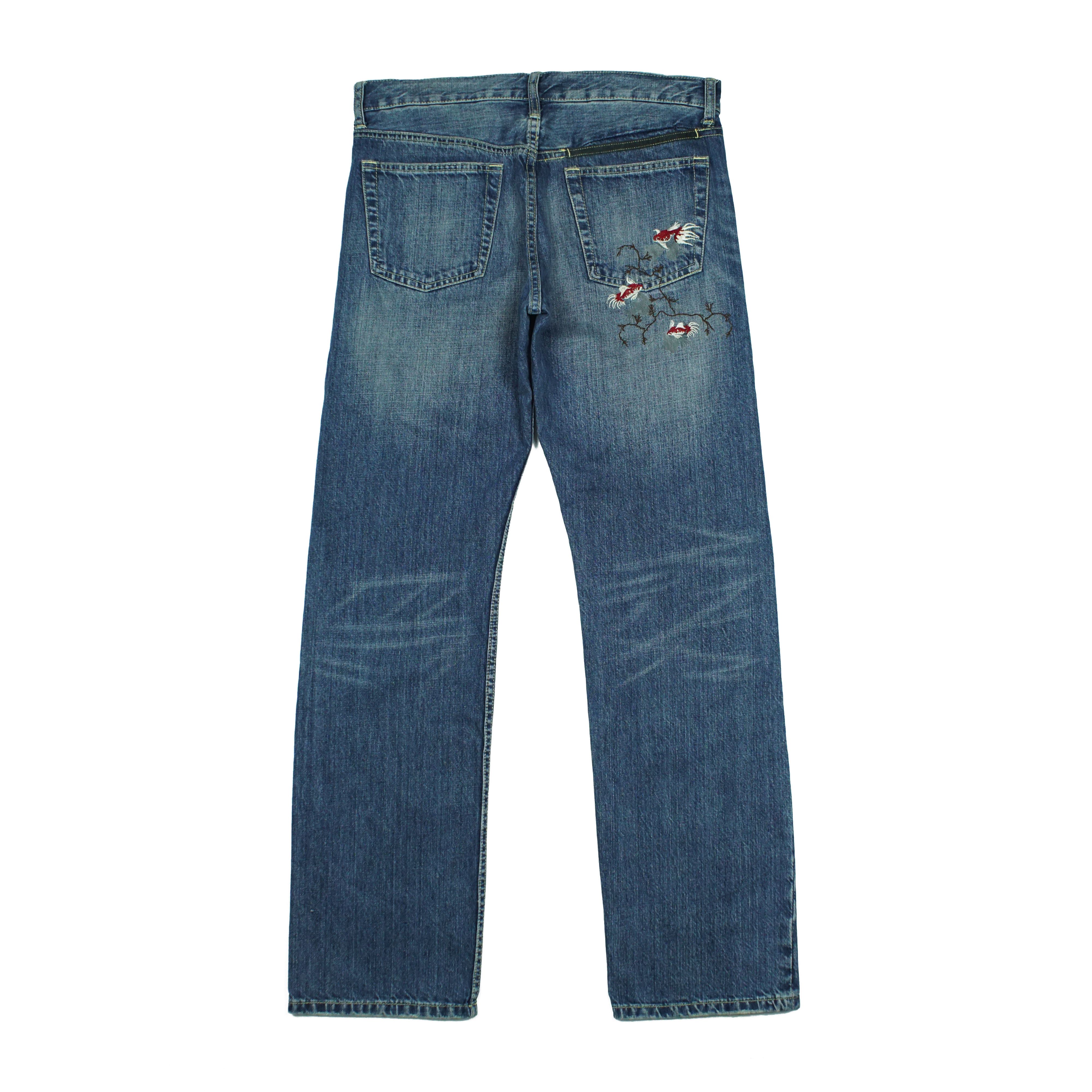 Takeo Kikuchi *NoTariff Takeo Kikuchi Koi Embroidered Denim Pants Size US 32 / EU 48 - 1 Thumbnail