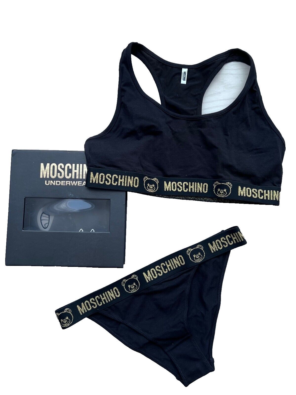 Moschino Moschino Underwear Bear Bralette & Panty Black / Gold Size ONE SIZE - 1 Thumbnail