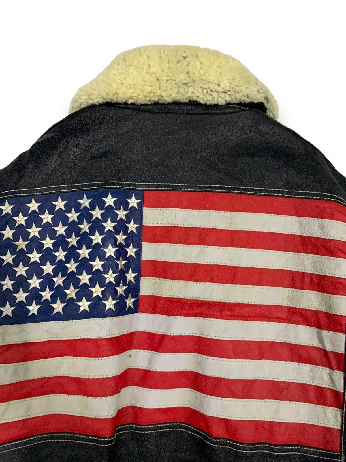 Other Vintage Human Being USA Flag Real Leather Bomber Jacket Size US M / EU 48-50 / 2 - 14 Thumbnail