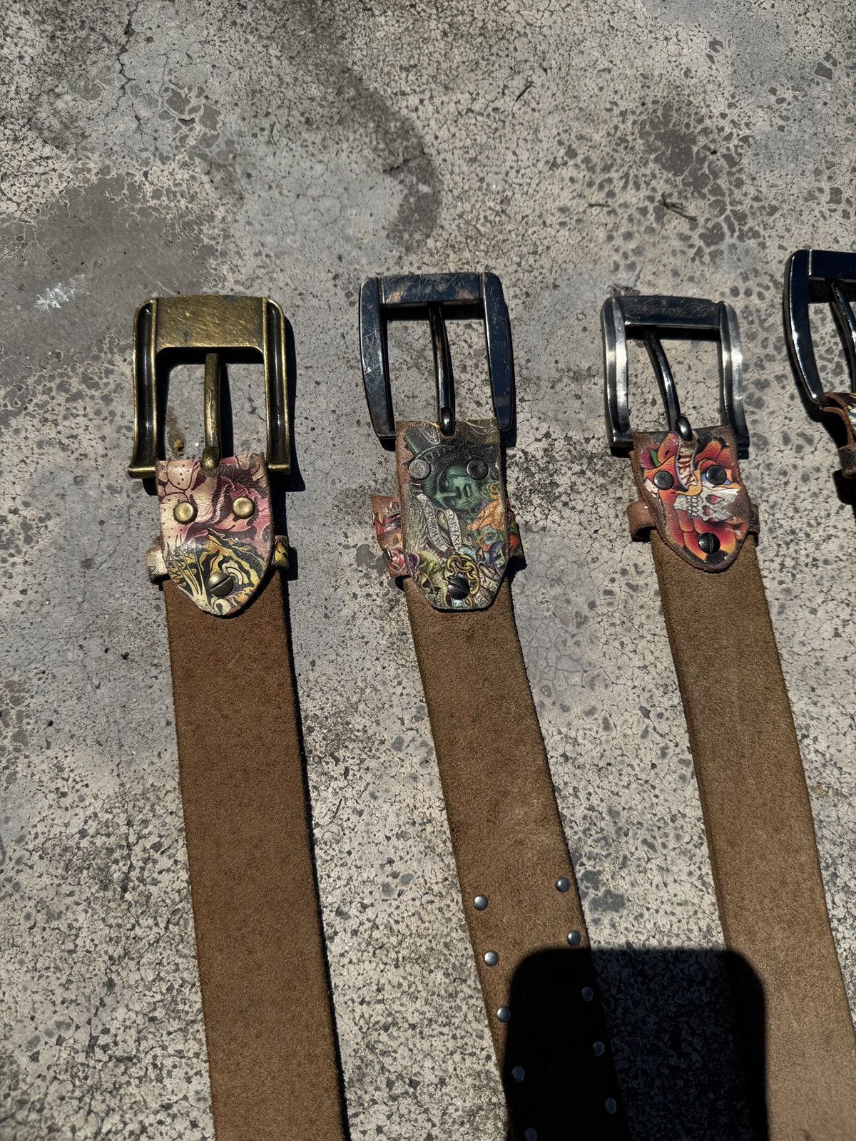 Ed Hardy × Vintage Ed Hardy X Christian Audigier Tattoo Art Leather Belts Size ONE SIZE - 15 Thumbnail
