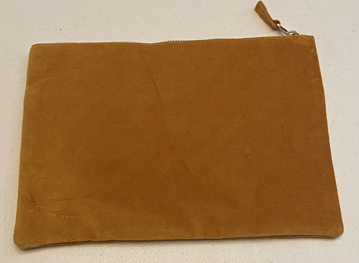 Sezane Sézane Paris crush velvet logo clutch pouch Ochre VGC Size ONE SIZE - 3 Thumbnail