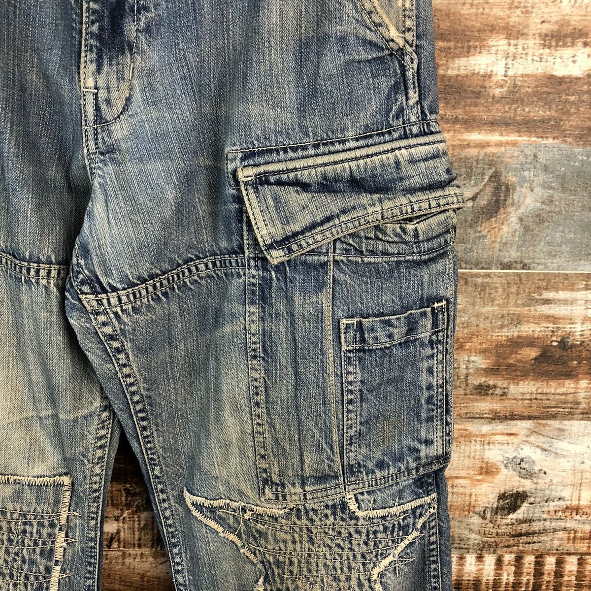 OVER THE STRiPES DLL Over The Stripes patchwork Blue Multipocket Pants #C632 Size US 30 / EU 46 - 10 Thumbnail