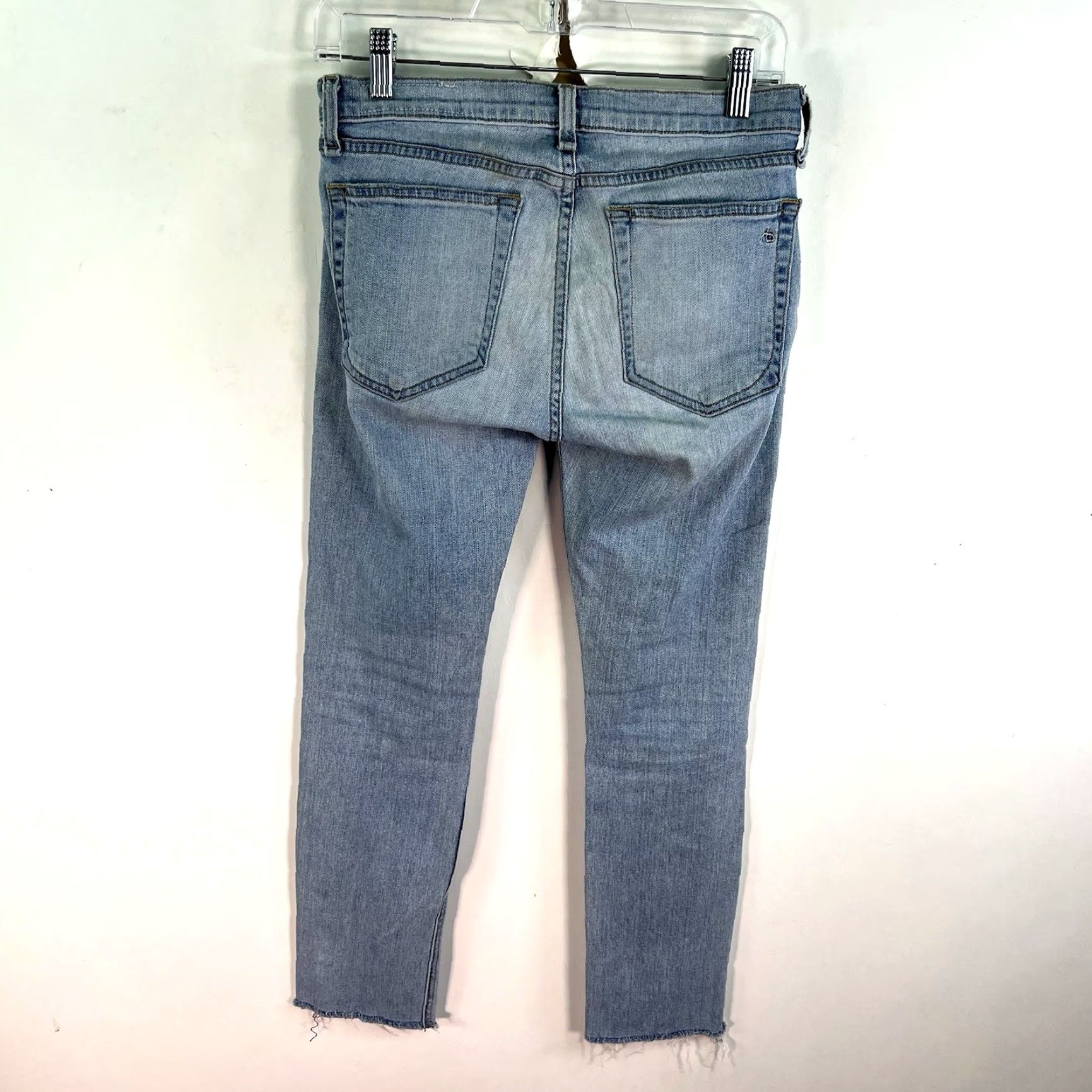 Rag & Bone rag & bone The Dre Slim Straight Denim Jeans Womens Size 24 Blue Raw Hem 30X27 Slim Straight, Distressed, Logo, USA Theme Mens Womens Size 42" / US 20 - 2 Thumbnail