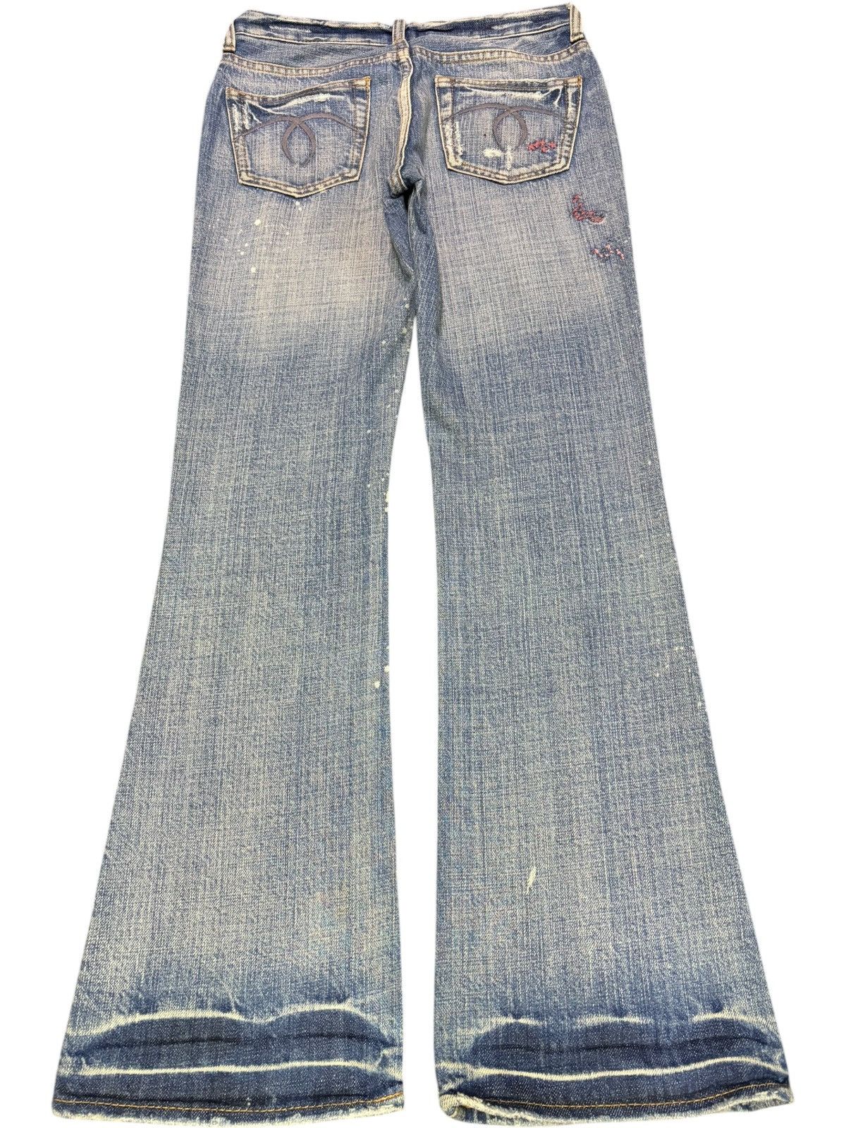Diesel Vintage Japanese Brand Embroidered Distressed Flare Jeans Size 26" / US 2 / IT 38 - 2 Thumbnail