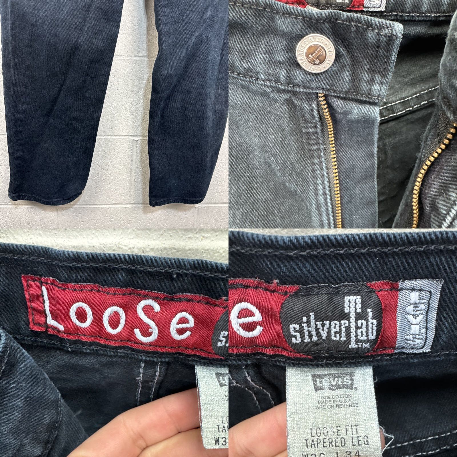 Levi's VINTAGE Levi's Silvertab Men's Jeans Wide-Leg 36x34 Black 90s Grunge Hip Hop Retro United States Mens Jeans Size US 36 / EU 52 - 10 Thumbnail