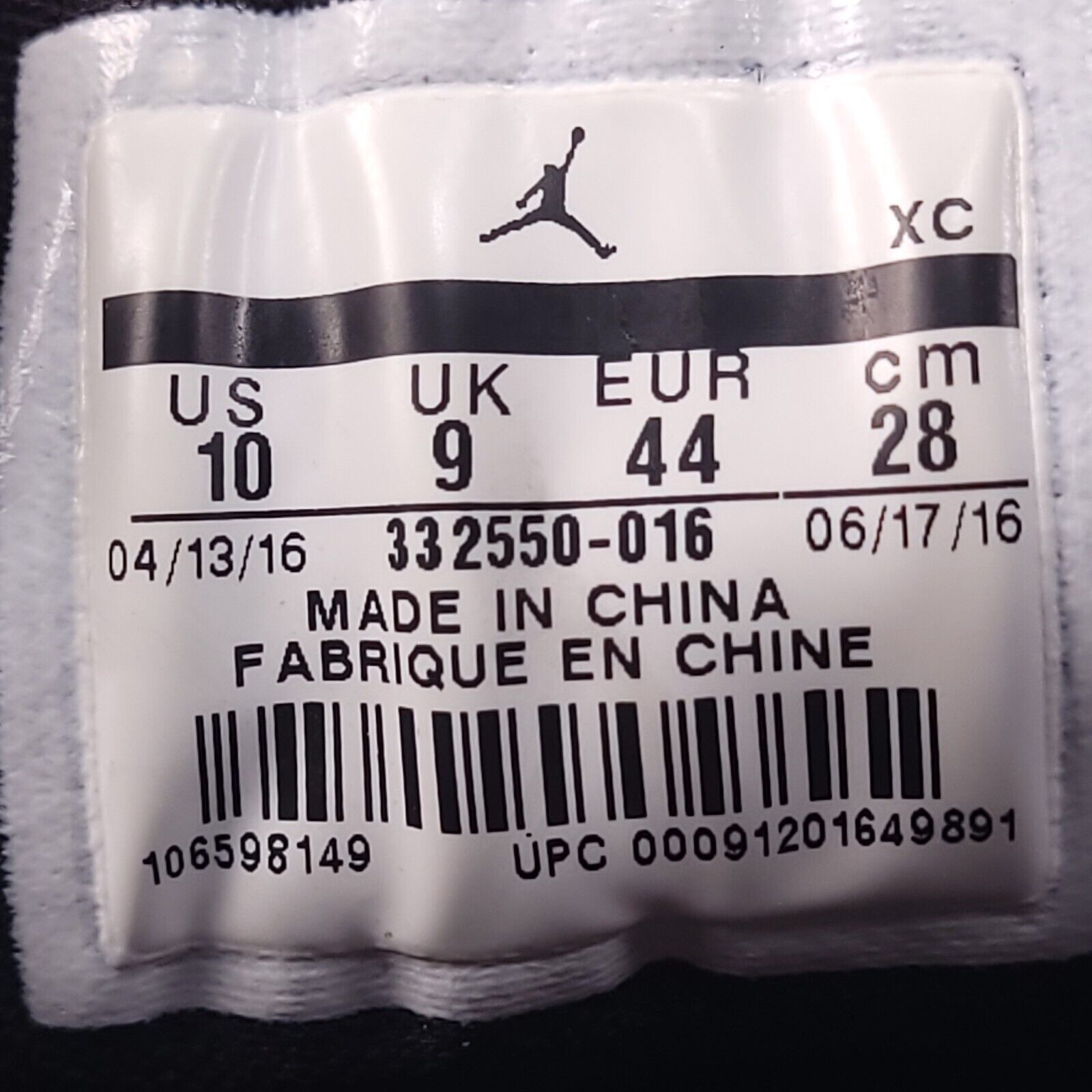 Nike Nike Air Jordan 1 Retro High Mens 10 332550-016 Black White Size US 10 / EU 43 - 8 Thumbnail