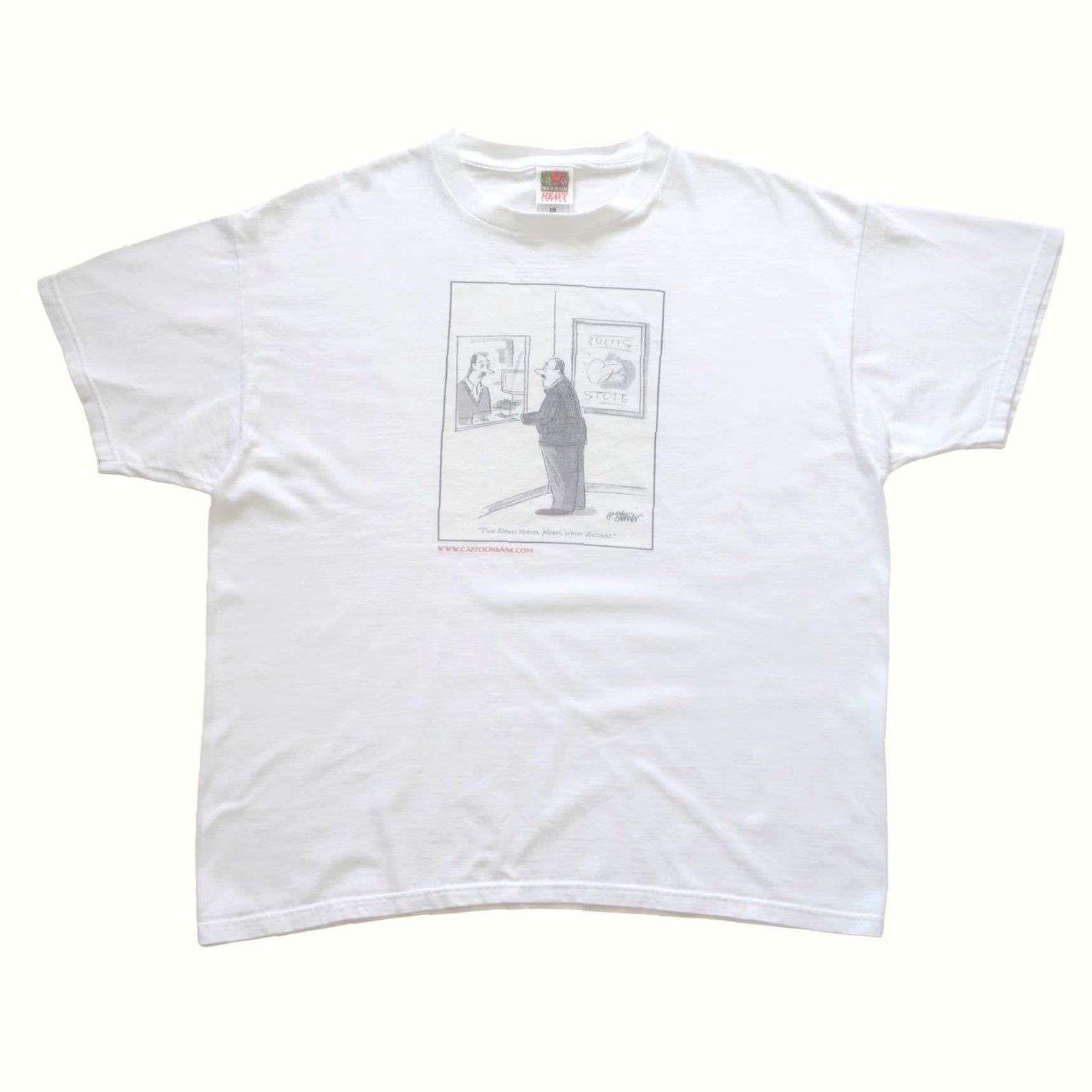 Fruit Of The Loom VINTAGE ROLLING STONES ROCK 90s MUSIC SENIOR CITIZEN FUNNY CARTOON GRAPHIC T SHIRT XL Mens White 24" Pit to Pit 27" Length Size US XL / EU 56 / 4 - 2 Thumbnail