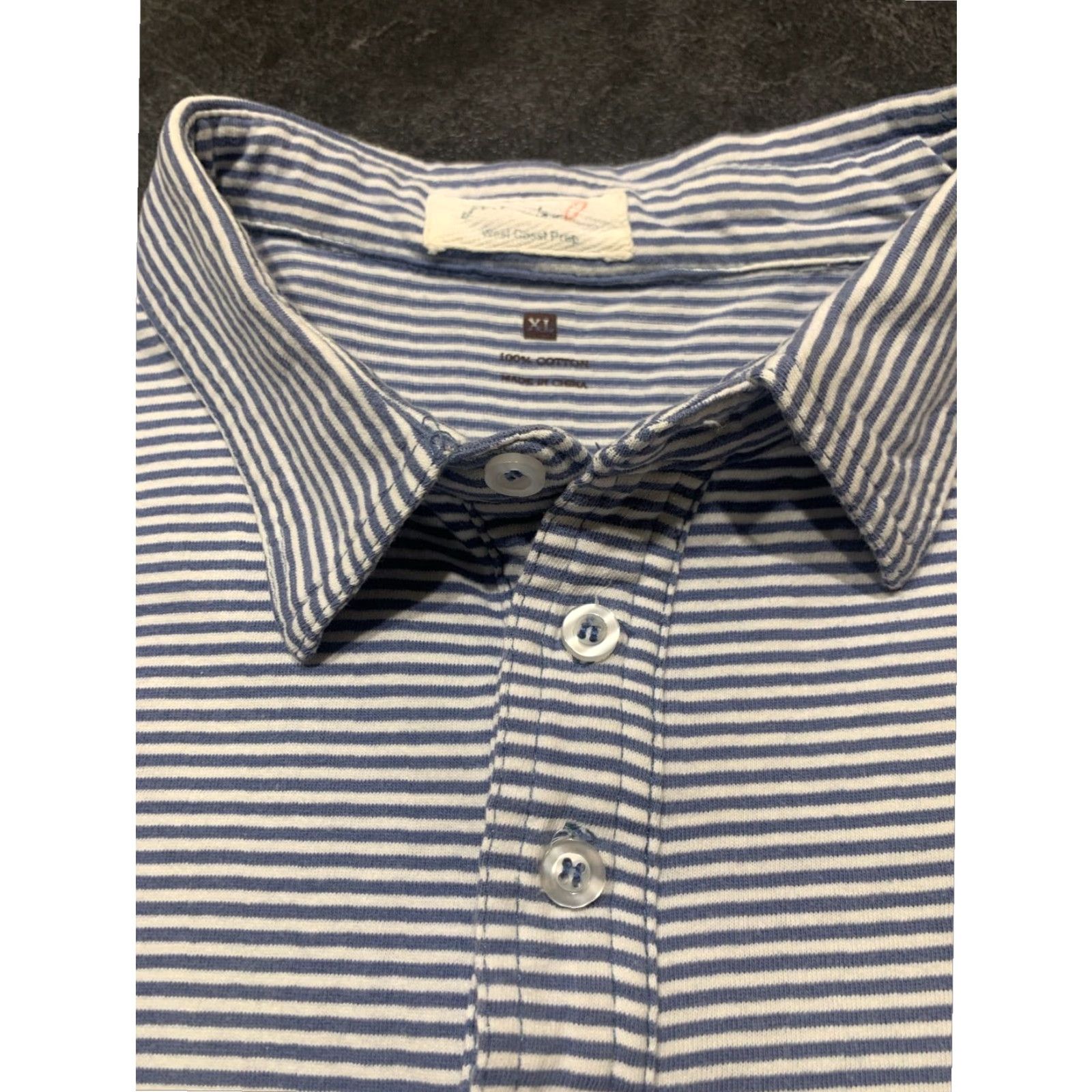 johnnie-O Mens Johnnie-O Polo Shirt XL Blue White Striped Short Sleeve Cotton Embroidered Logo Classic Golf Size US XL / EU 56 / 4 - 4 Thumbnail