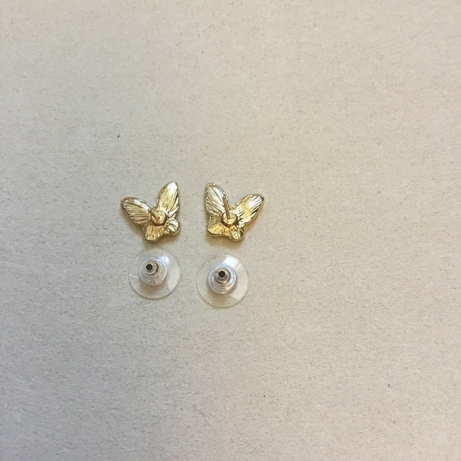 Other Gold & White Butterfly Shaped Stud Earrings Size ONE SIZE - 7 Thumbnail