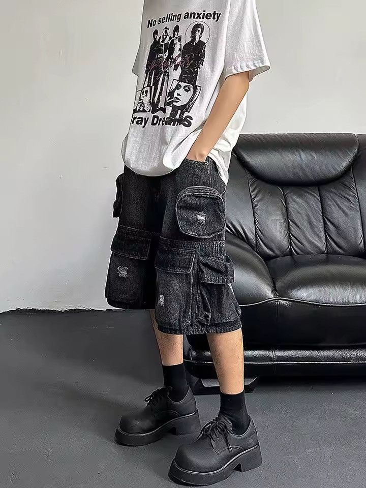 Other Cargo Punk Baggy Streetwear Denim Y2K Shorts Jorts Size US 30 / EU 46 - 4 Thumbnail