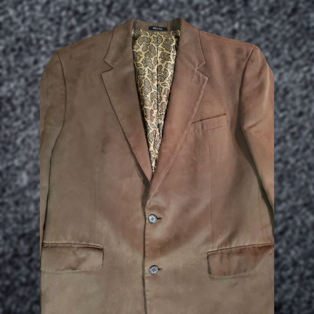 Ralph Lauren VINTAGE RALPH LAUREN Signature Sport Coat Brown Vegan Faux Suede- Paisley Lining 44R Mens Sport Coat/Blazer Size 44R - 1 Thumbnail