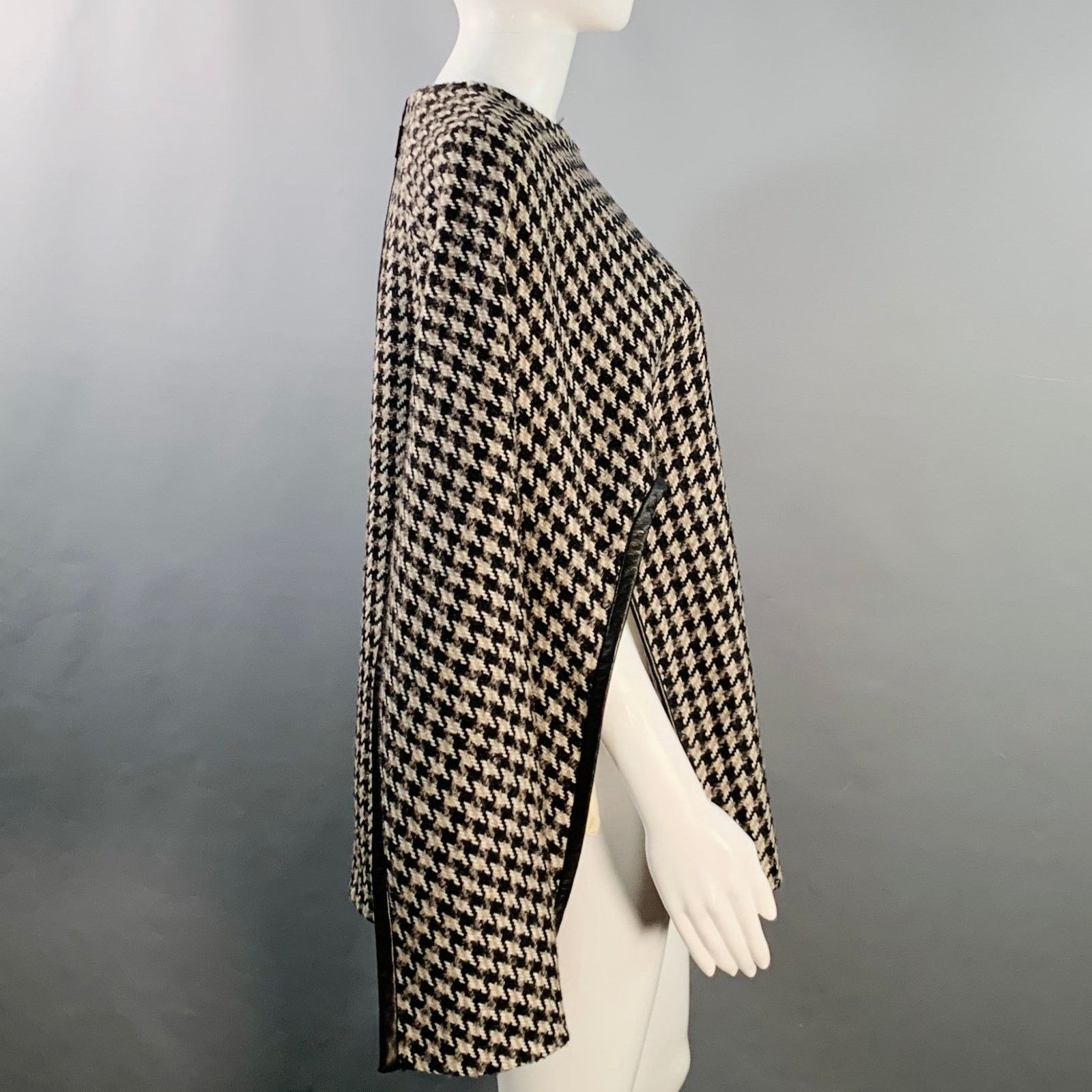Derek Lam 10 Crosby DEREK LAM Wool Alpaca Houndstooth Poncho Pullover Size ONE SIZE - 3 Thumbnail