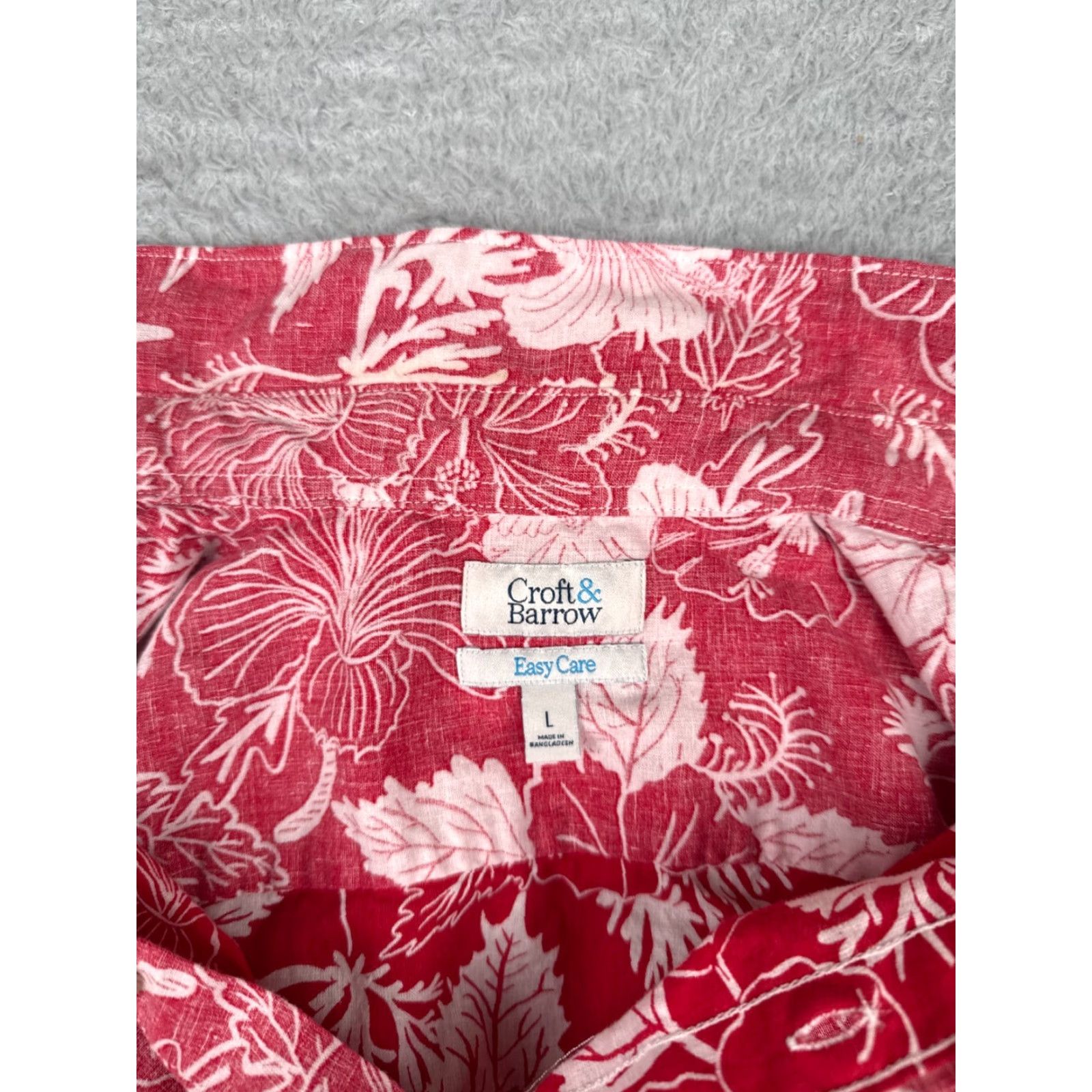 Croft & Barrow VINTAGE Croft & Barrow Hawaiian Shirt Mens Large Red Floral Button-Up Linen Cotton Aloha Resort Size US L / EU 52-54 / 3 - 3 Thumbnail