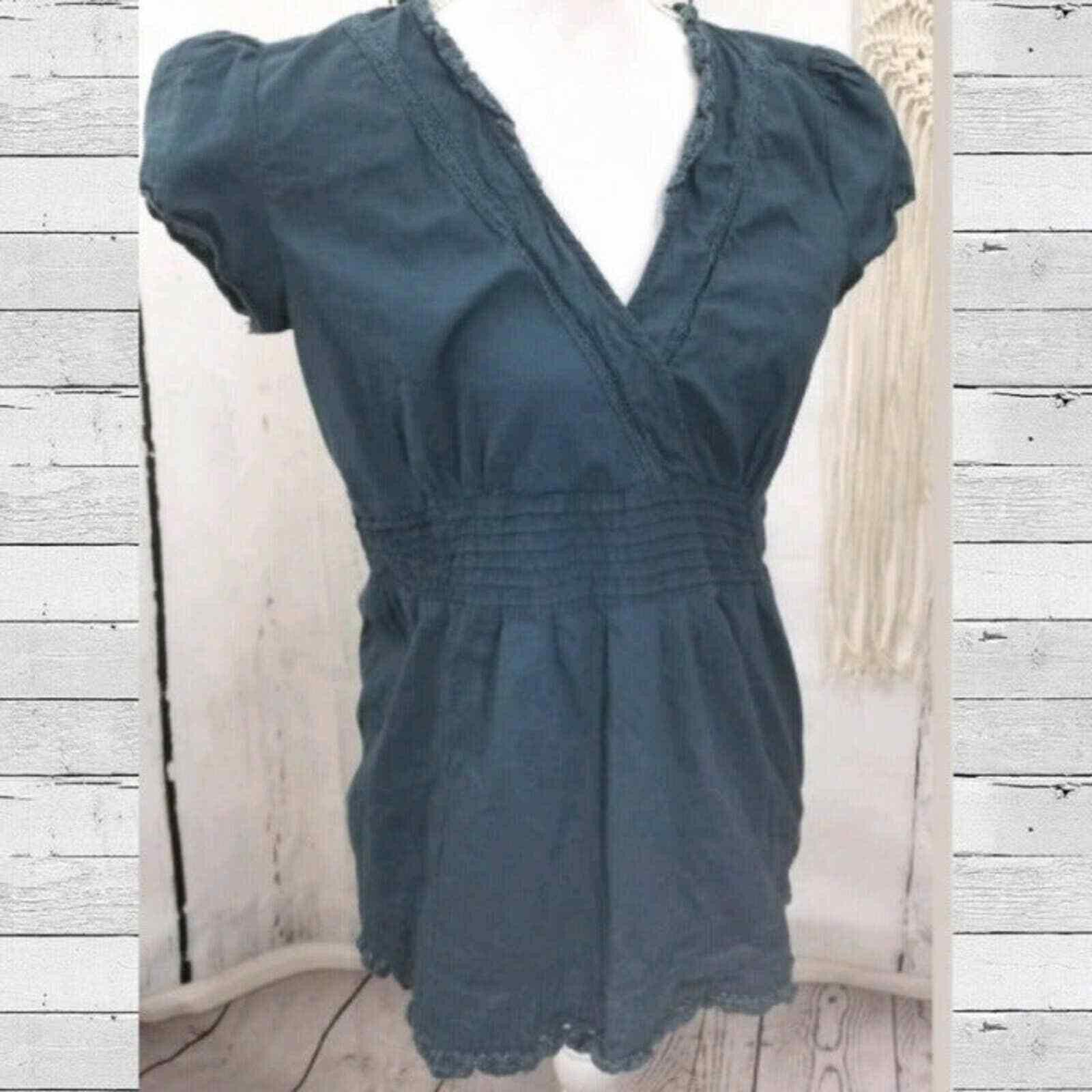 Other Gloria Vanderbilt Women's Top Blouse Blue Green Lace Details Size S / US 4 / IT 40 - 2 Thumbnail