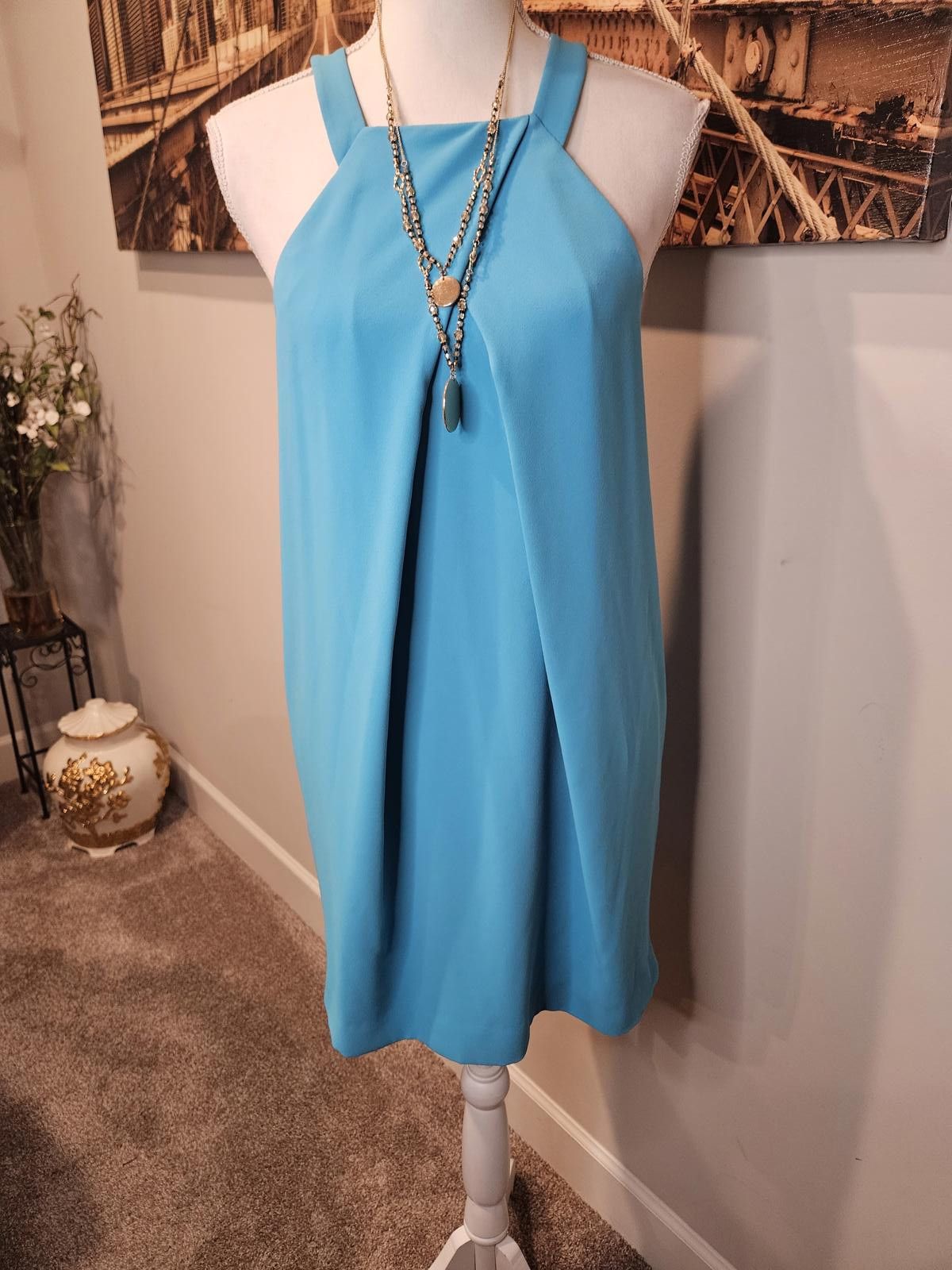 Designer Trina Turk Stylish Light Blue Halter Dress Size M / US 6-8 / IT 42-44 - 1 Thumbnail
