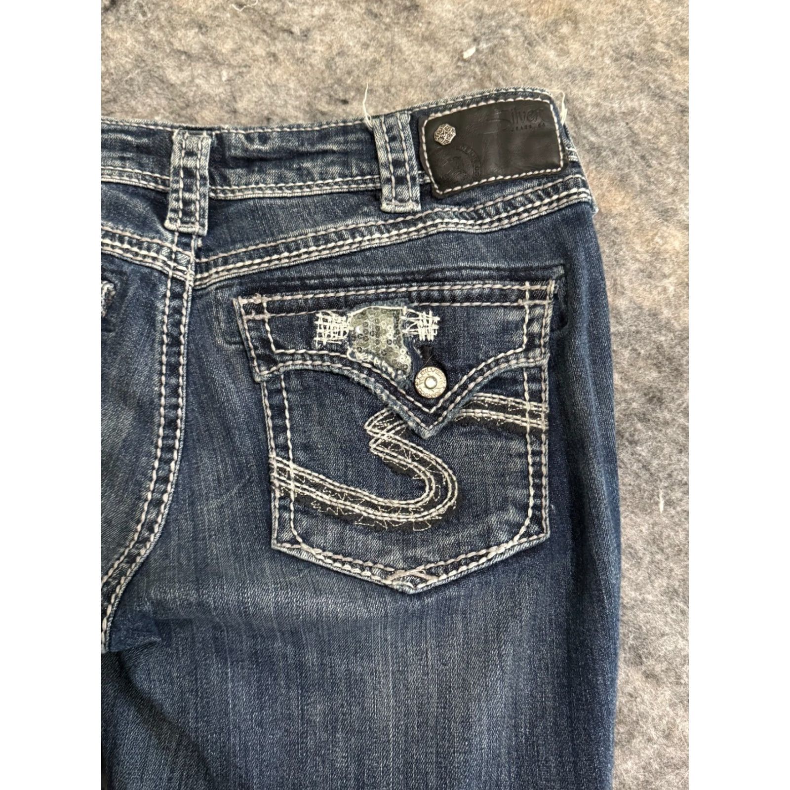 Silver Jeans Co. Silver Jeans Womens Jeans 32x31 Blue Suki Flap 17 Bootcut Western Denim Size 24" / US 00 / IT 34 - 3 Thumbnail