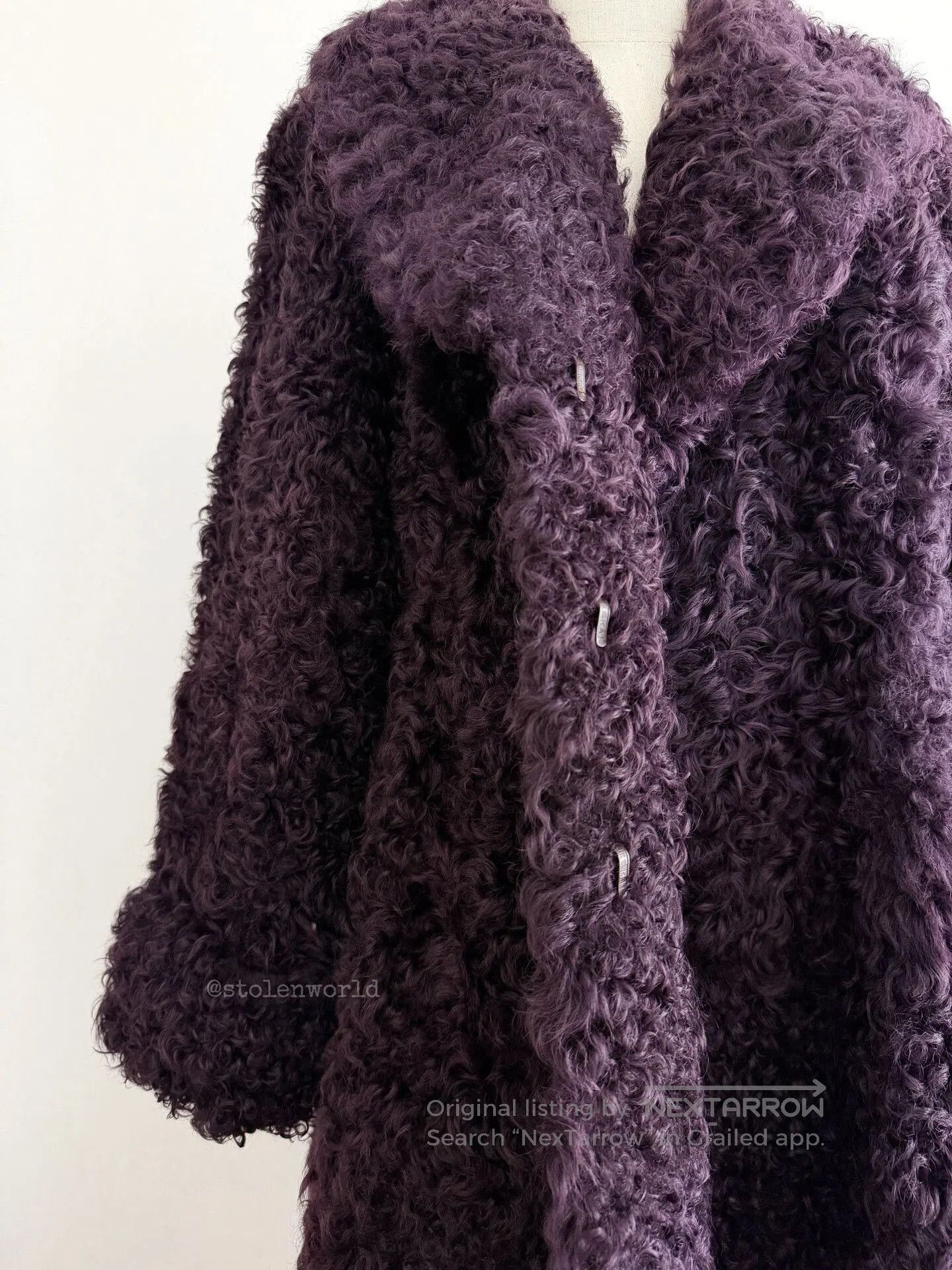 Kenzo dark purple floral fur coat. Size M / US 6-8 / IT 42-44 - 4 Thumbnail