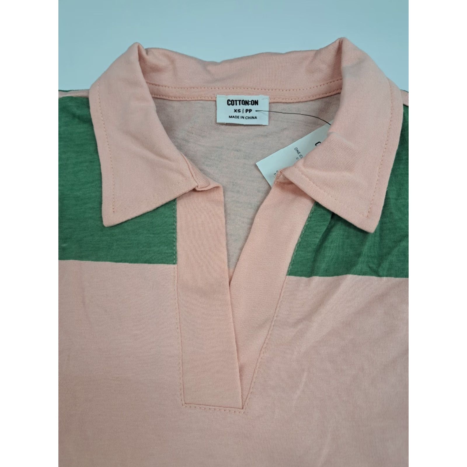 Cotton On Cotton On Polo Shirt XS Pink/Green Striped Short Sleeve Relaxed Fit Mens Shirt Polo NWT XS 4754 Size US XS / EU 42 / 0 - 4 Thumbnail