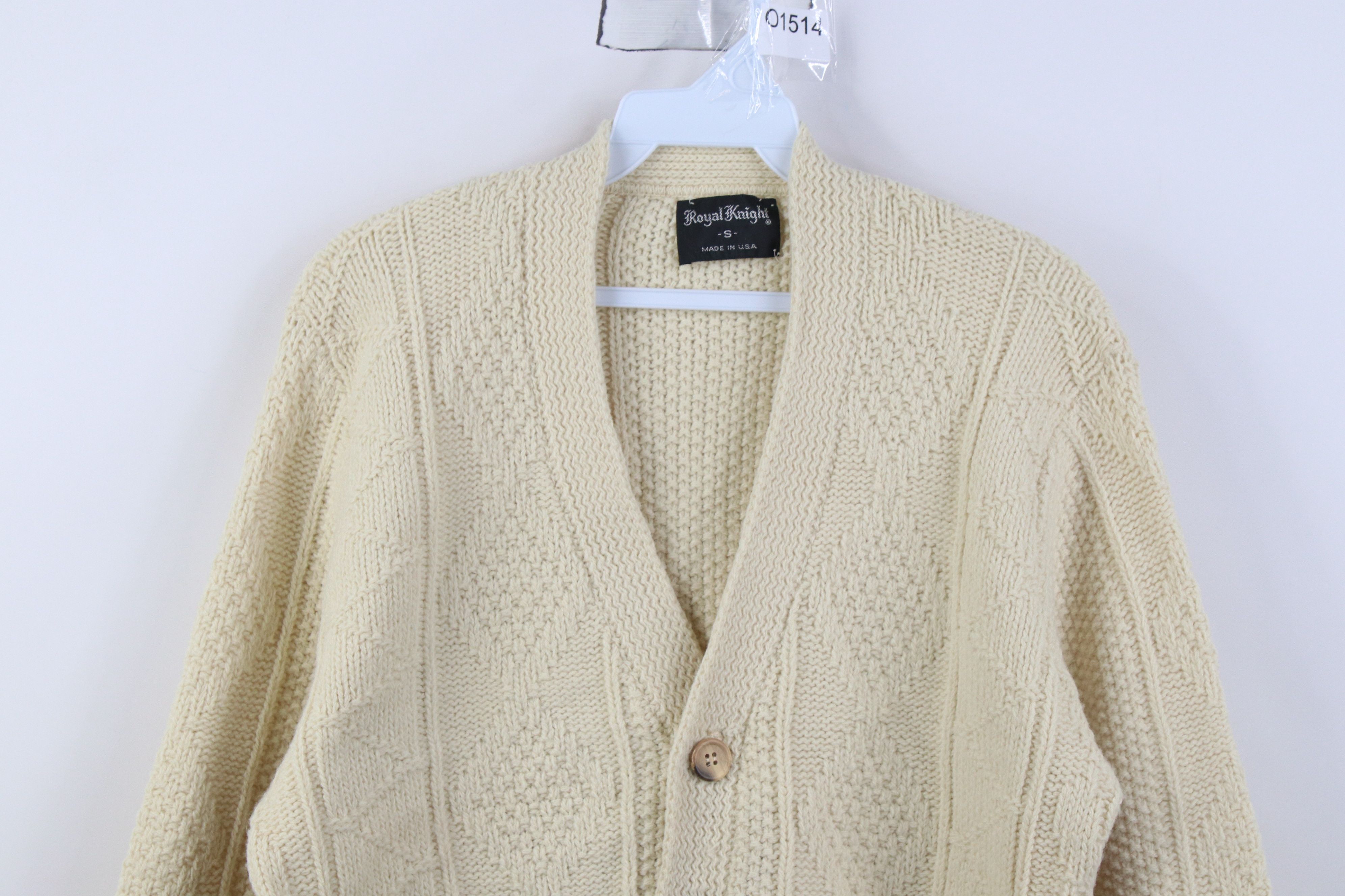 Vintage Vintage 70s Streetwear Geometric Cardigan Sweater Beige USA Size US S / EU 44-46 / 1 - 2 Thumbnail
