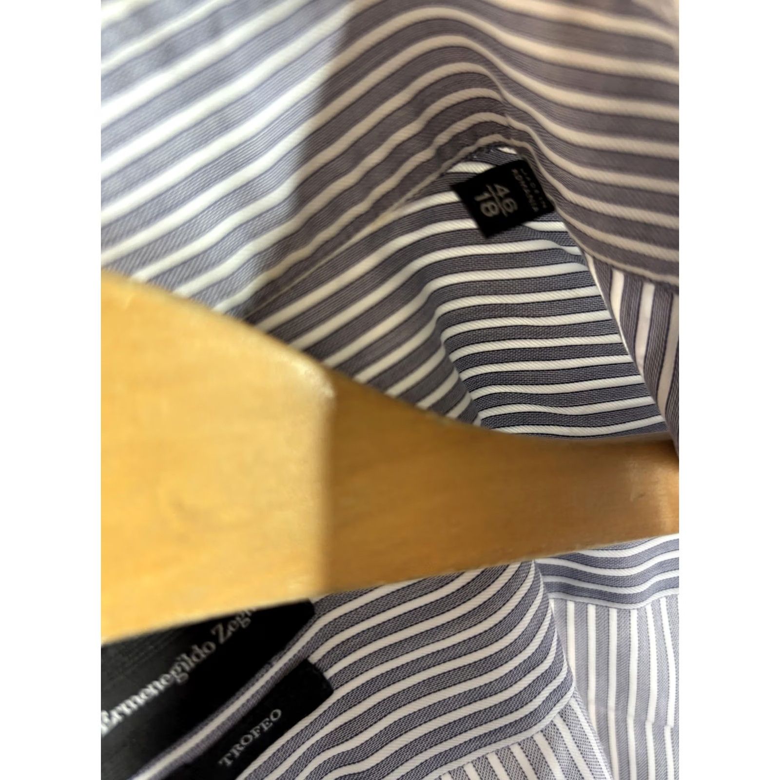 Ermenegildo Zegna Ermenegildo Zegna Shirt Mens Extra Large Blue White Striped Trofeo Dress Italy Size 48R - 4 Thumbnail