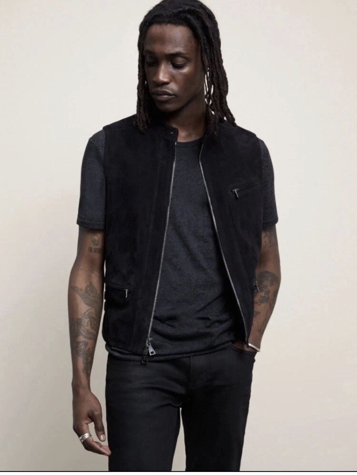 John Varvatos Goat suede Biker Moto vest EU 50 usa 40 Size US M / EU 48-50 / 2 - 1 Thumbnail