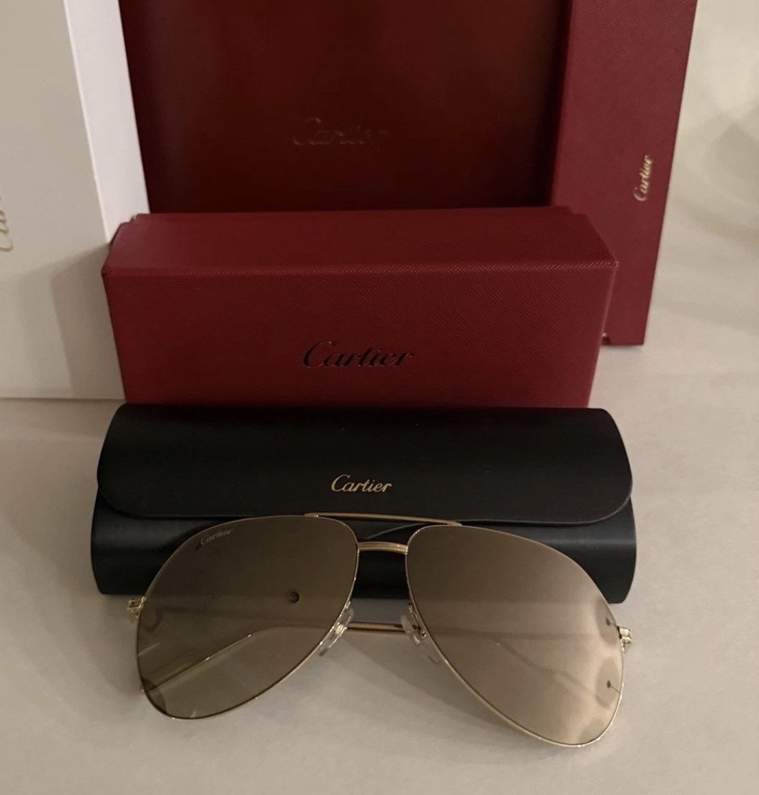 Cartier Cartier gold aviator sunglasses, CT0110S, Authentic With Box Size ONE SIZE - 7 Thumbnail
