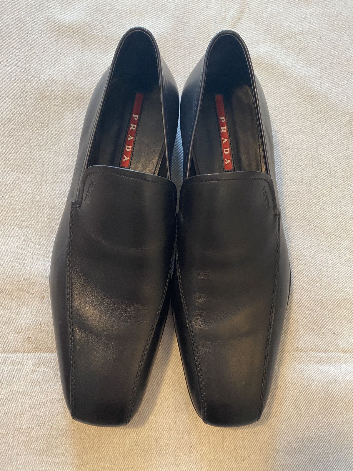 Prada Prada Linea Rossa Black Leather Rubber Sole Loafers Size 11 Size US 11 / EU 44 - 2 Thumbnail