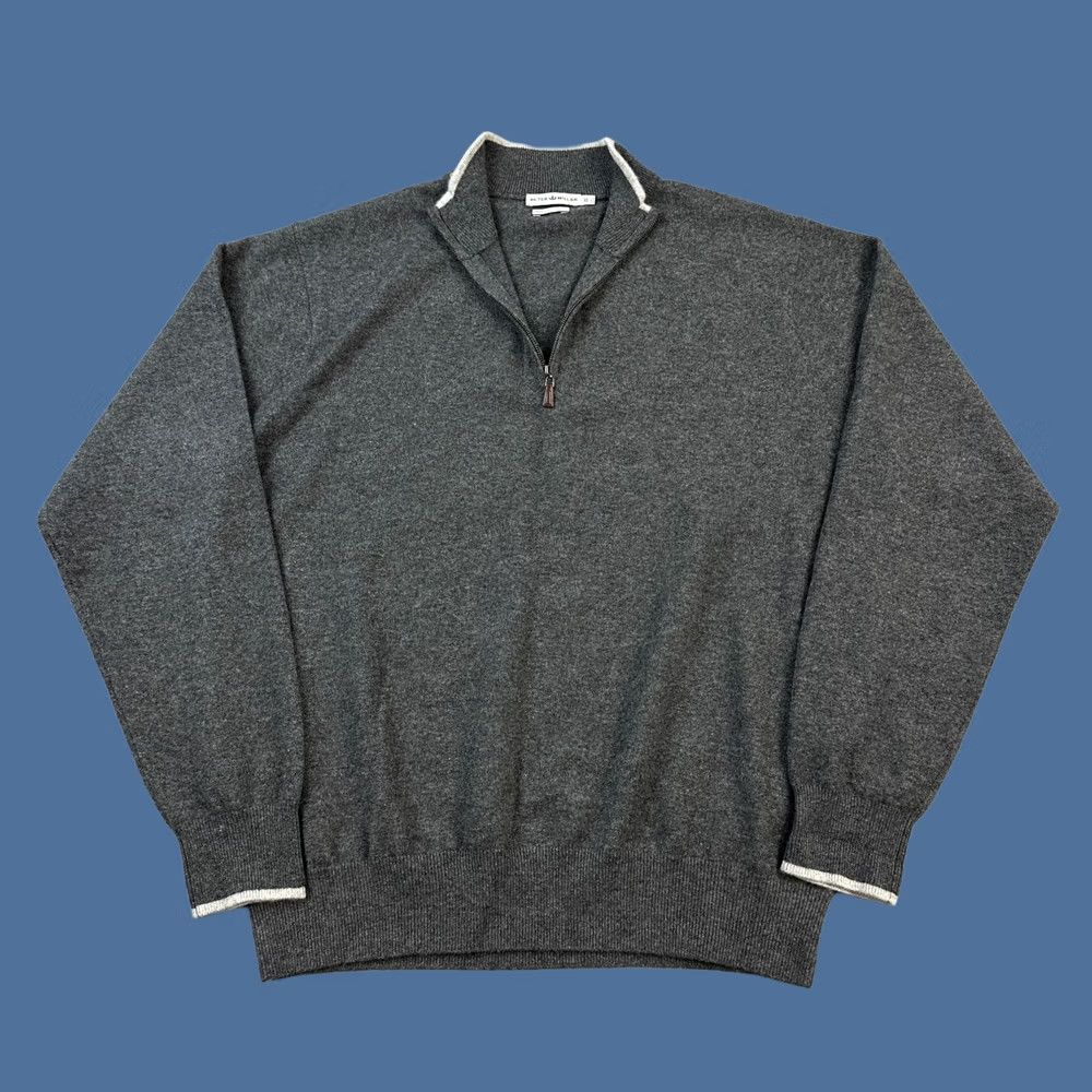 Peter Millar Peter Millar Sweater Mens XL Gray Cashmere 1/4 Zip Soft Luxury Casual Preppy Pullover Zip Mock Neck Split-Shift Style Size US XL / EU 56 / 4 - 1 Thumbnail