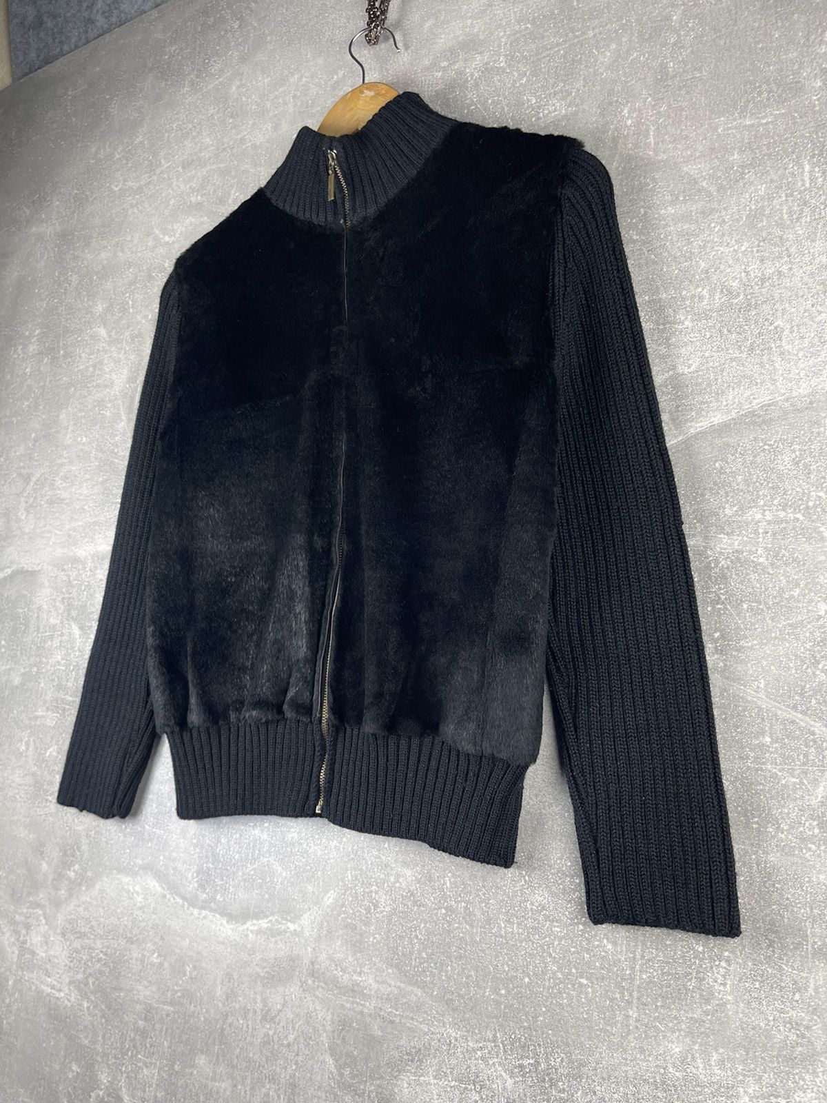 Moncler Moncler Rare 00s Wool Knit Jacket Pony Hair Panel Black Tag Size M / US 6-8 / IT 42-44 - 2 Thumbnail