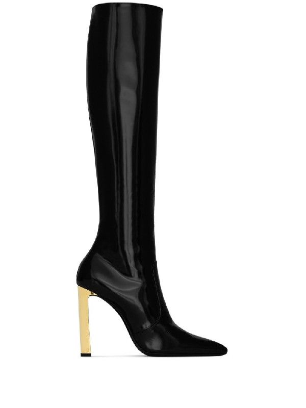 Saint Laurent Paris oc11z1125 Auteuil Boots in Glazed Leather in Black Size US 7 / IT 37 - 2 Thumbnail