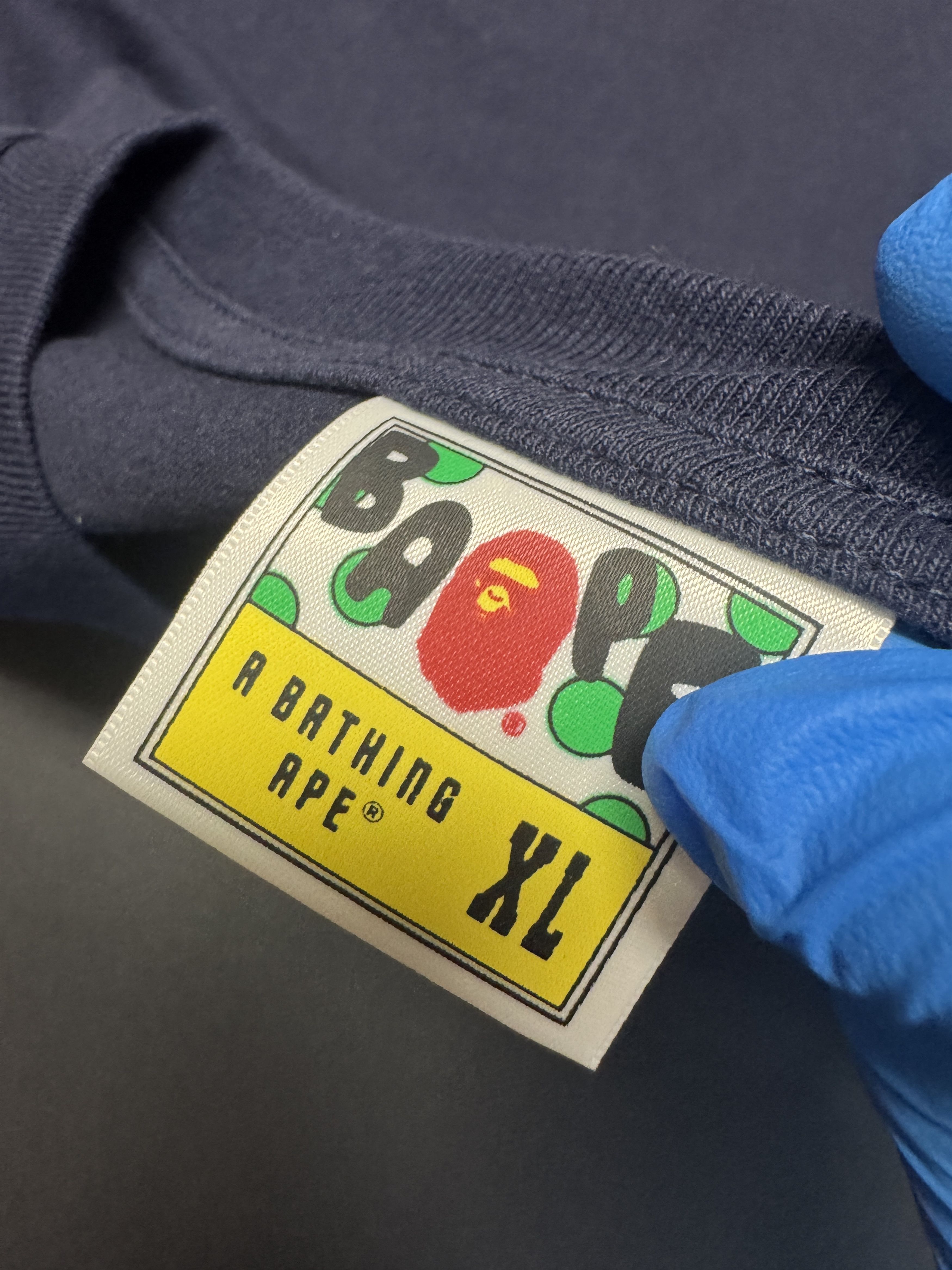 Bape BAPE Ape Crossbones College Tee Navy Size US XL / EU 56 / 4 - 4 Thumbnail