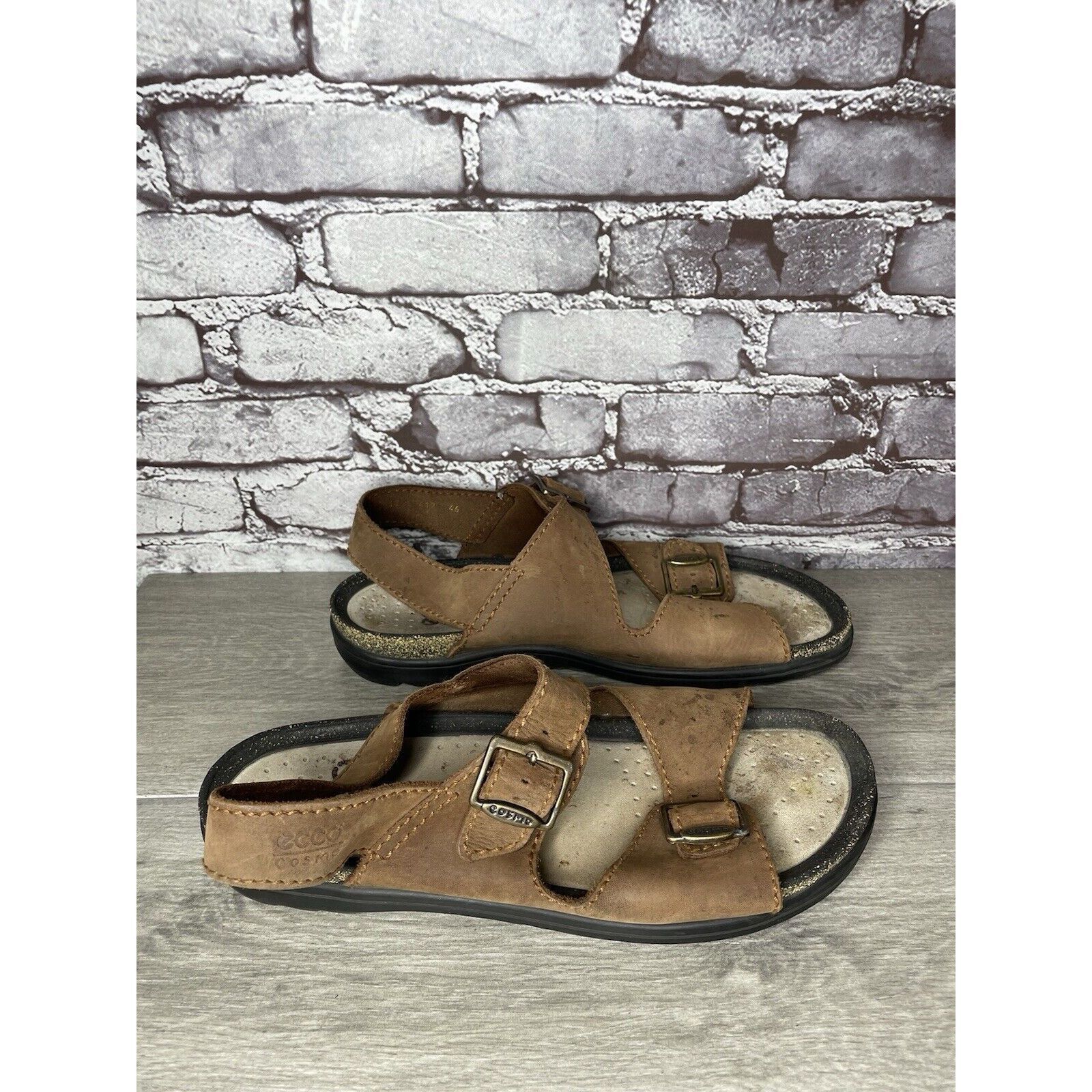 Ecco Ecco Cosmo Brown Leather Casual Comfort Cork Strap Sandals M Size US 13 / EU 46 - 18 Thumbnail