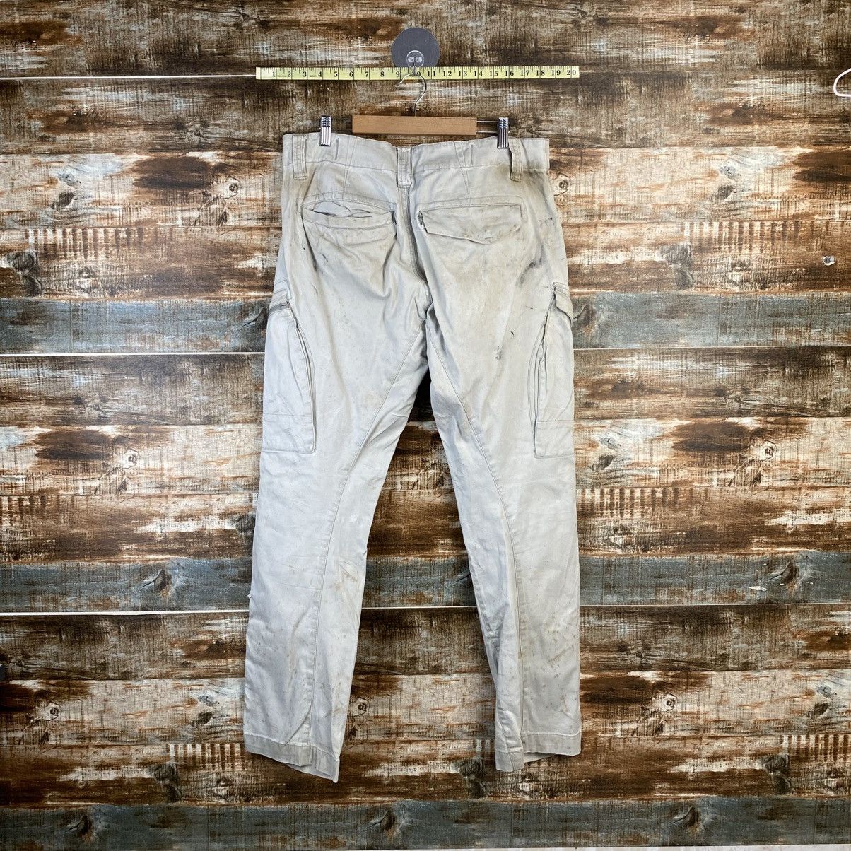 Japanese Brand DL Xebec White thrased dirty Cargo Multipocket Pants #C777 Size US 33 - 15 Thumbnail