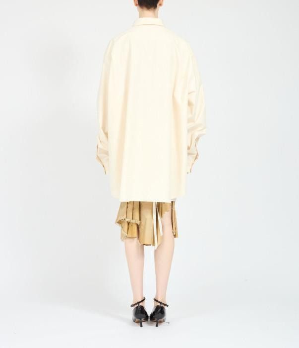 Maison Margiela o1bcso1str0526 Workwear Poplin Shirt in Off White Size L / US 10 / IT 46 - 4 Thumbnail