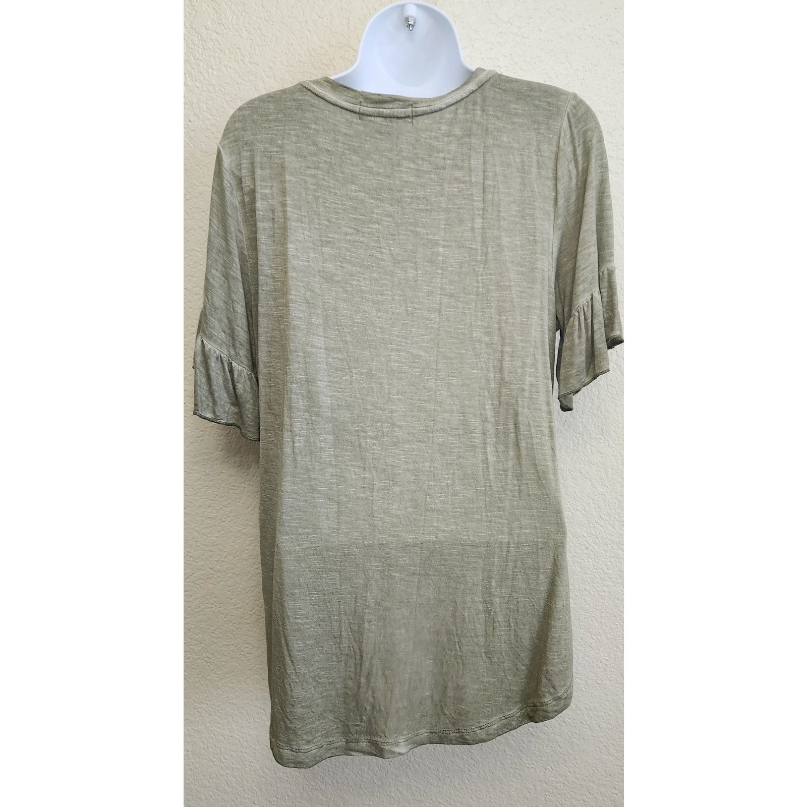 Other Knox Rose Green Heathered Ruffled Short Sleeves Top Medium Size M / US 6-8 / IT 42-44 - 3 Thumbnail