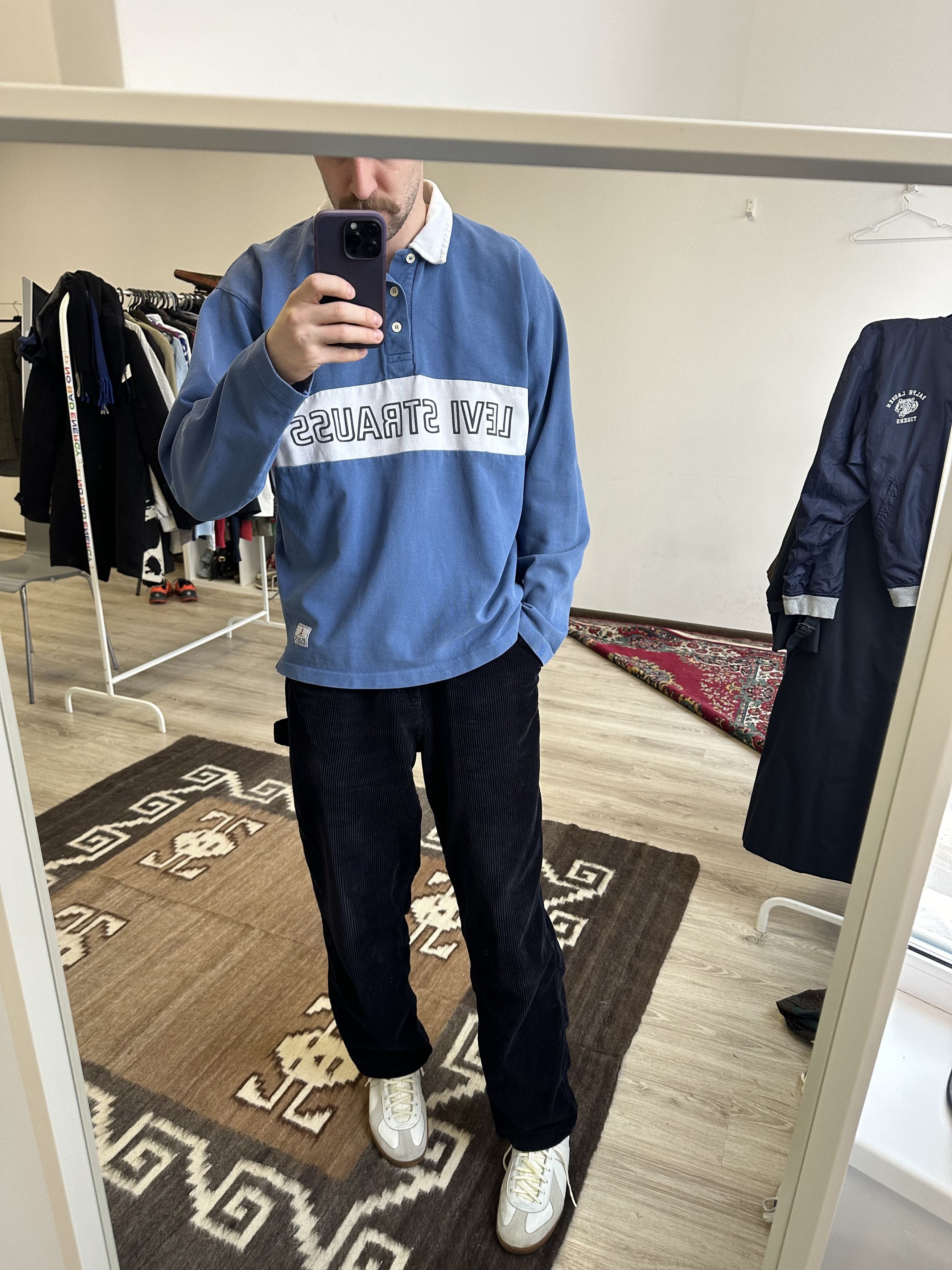 Levi's Levis 90s Big Logo Rugby Long Sleeve Polo Shirt 5837AC Size US L / EU 52-54 / 3 - 2 Thumbnail