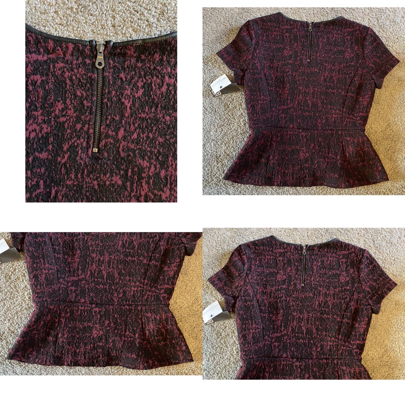 Liz Claiborne NWT New Liz Claiborne Top Shirt Women’s L Impressionist Dream Ruby Black Belt Size L / US 10 / IT 46 - 10 Thumbnail