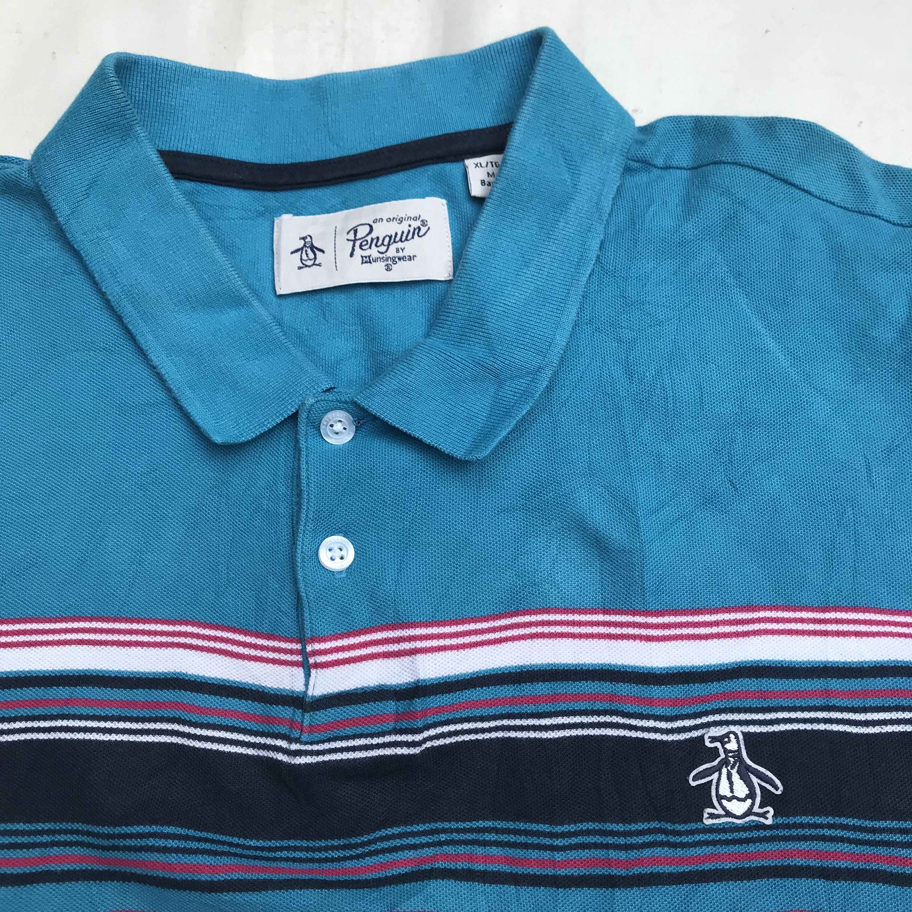 Grand Slam × Original Penguin × Vintage Blue Grandslam Munsingwear Penguin Half Stripes Polo Shirt Size US XL / EU 56 / 4 - 9 Thumbnail
