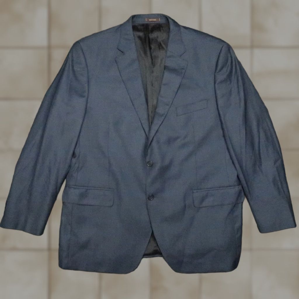 Peter Millar Peter Millar Blazer Mens 46R Blue Wool Double-Vented Jacket Coat Notch Lapel Regular Fit- 2 Piece Casual Business Wedding Blazer Mens Size 46R - 1 Thumbnail