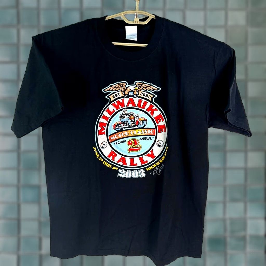 Hanes VINTAGE Harley Davidson Motorcycle HOG Milwaukee Rally Men's T-Shirt XL Black Graphic 2000s Size US XL / EU 56 / 4 - 1 Thumbnail